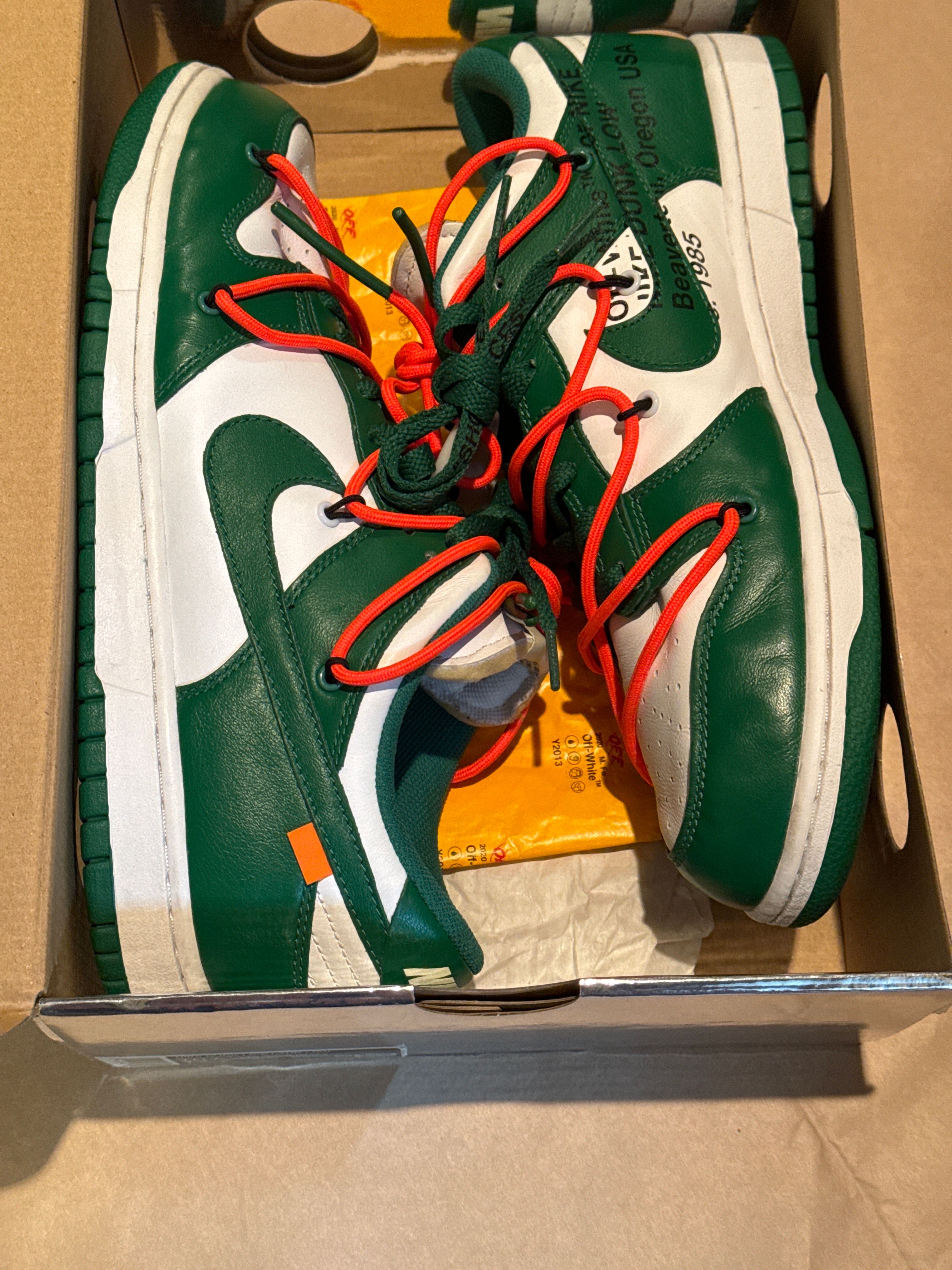 Off-White × Nike Dunk Low "White/Pine Green"