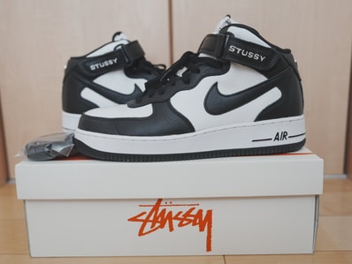 Stussy × Nike Air Force 1 Mid "Black and Light Bone"
