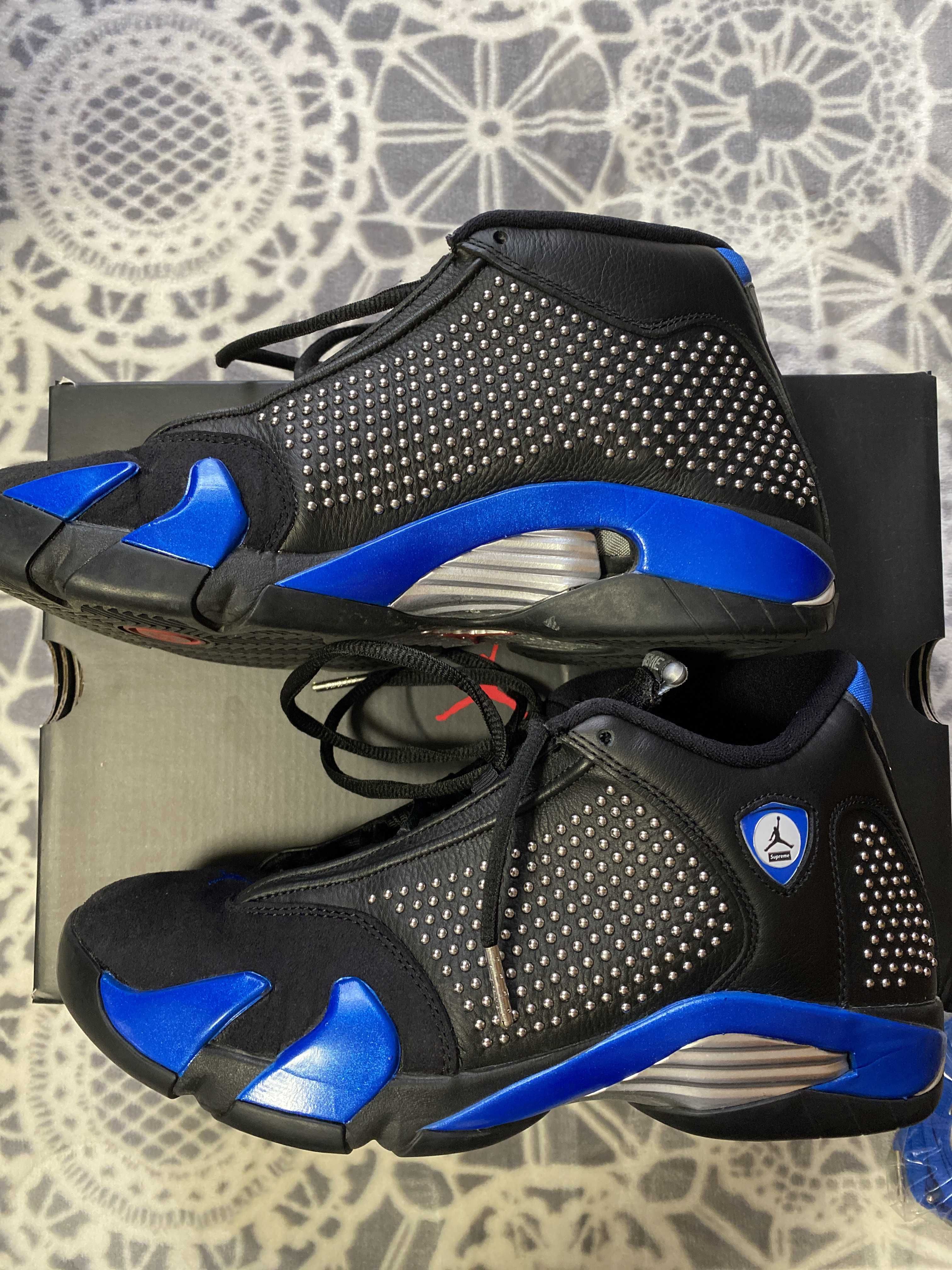 Supreme × Nike Air Jordan 14 Retro "Black/Varsity Royal/Chrome"
