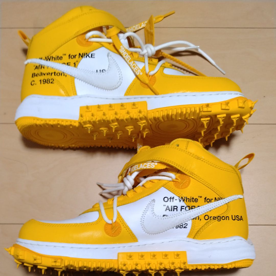 Off-White × Nike Air Force 1 Mid SP LTHR "White and Varsity Maize"
