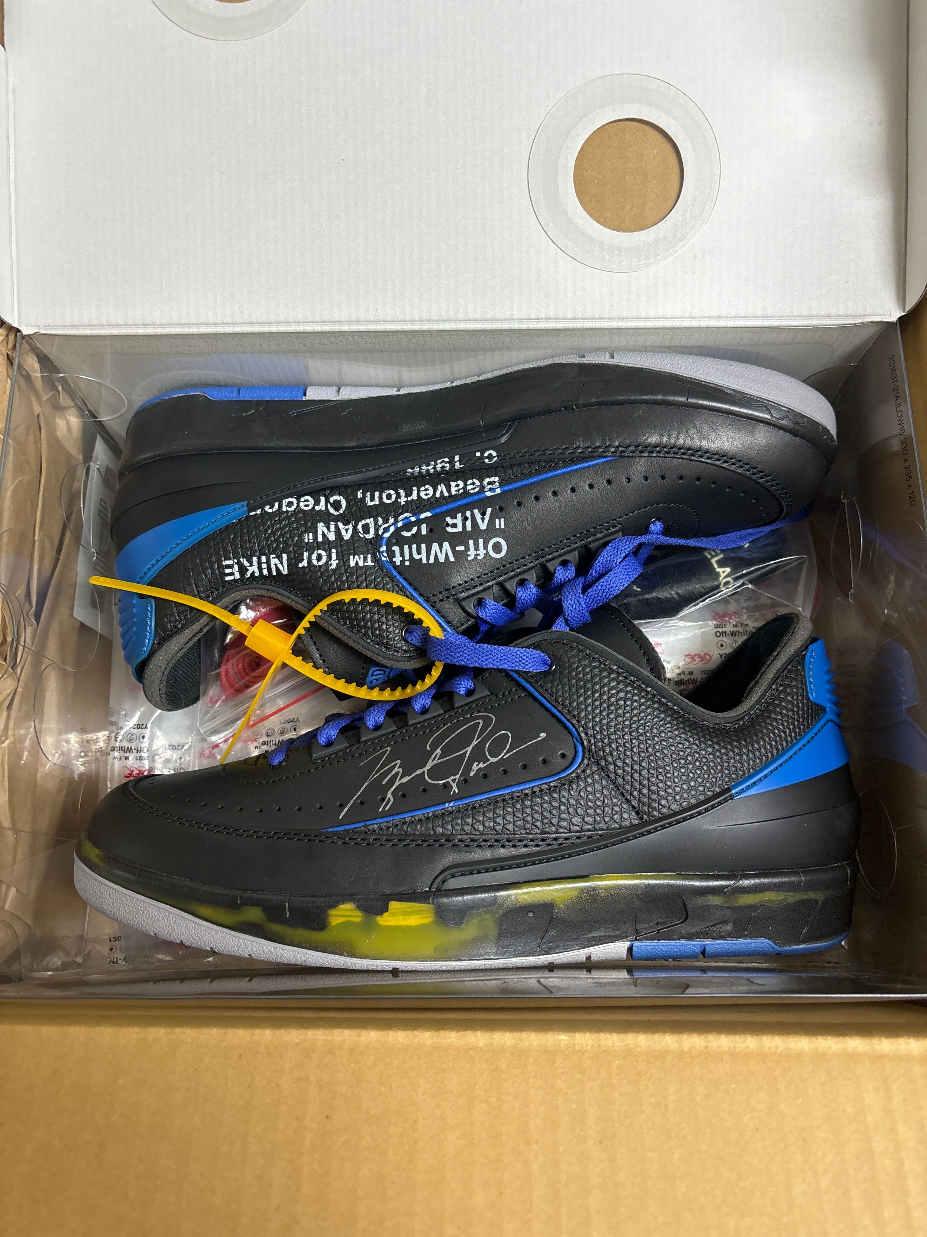 Off-White × Nike Air Jordan 2 Low "Black and Varsity Royal"