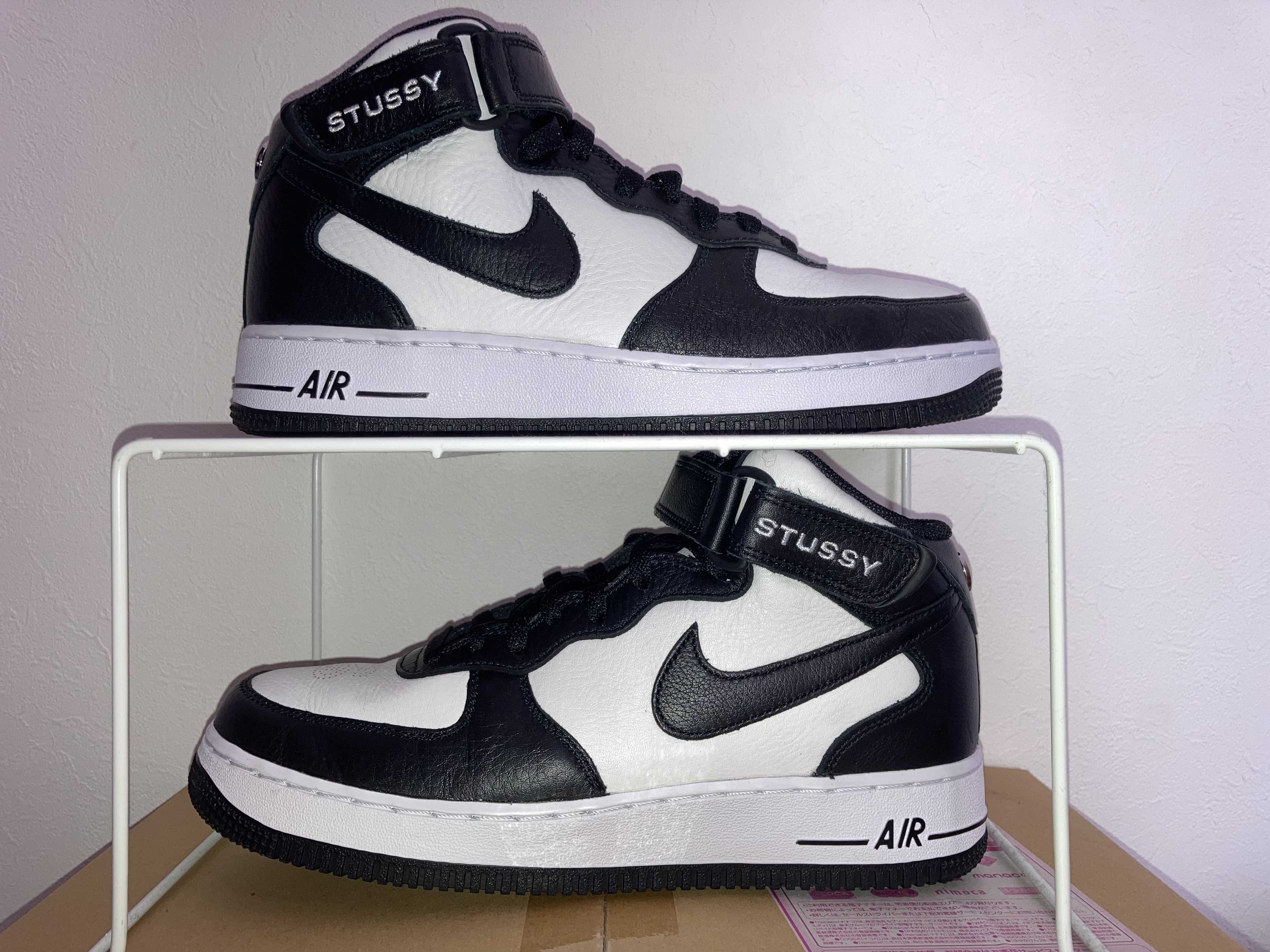 Stussy × Nike Air Force 1 Mid "Black and Light Bone"