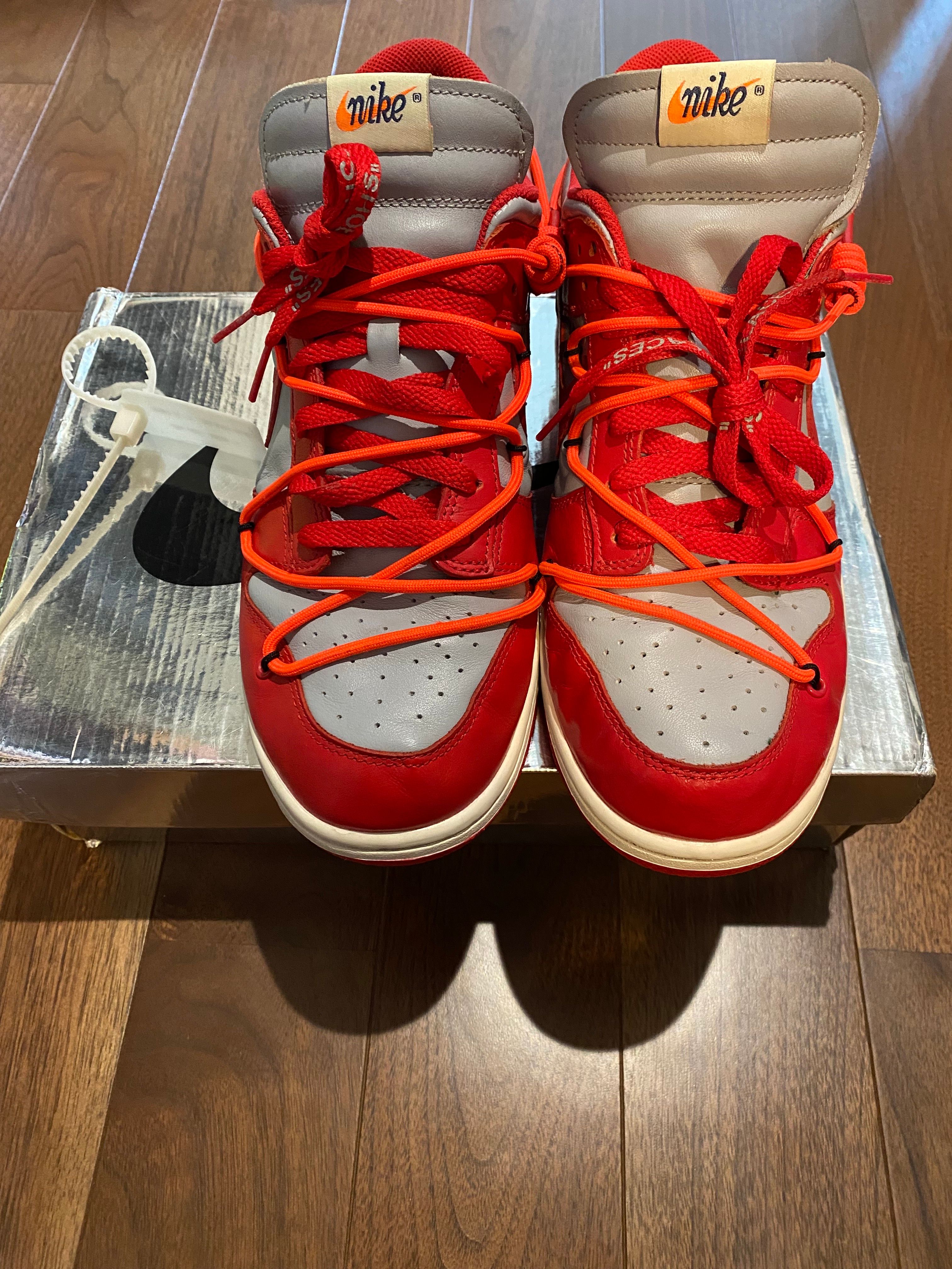 Off-White × Nike Dunk Low "University Red/Wolf Grey"