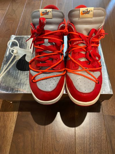 Off-White × Nike Dunk Low "University Red/Wolf Grey"