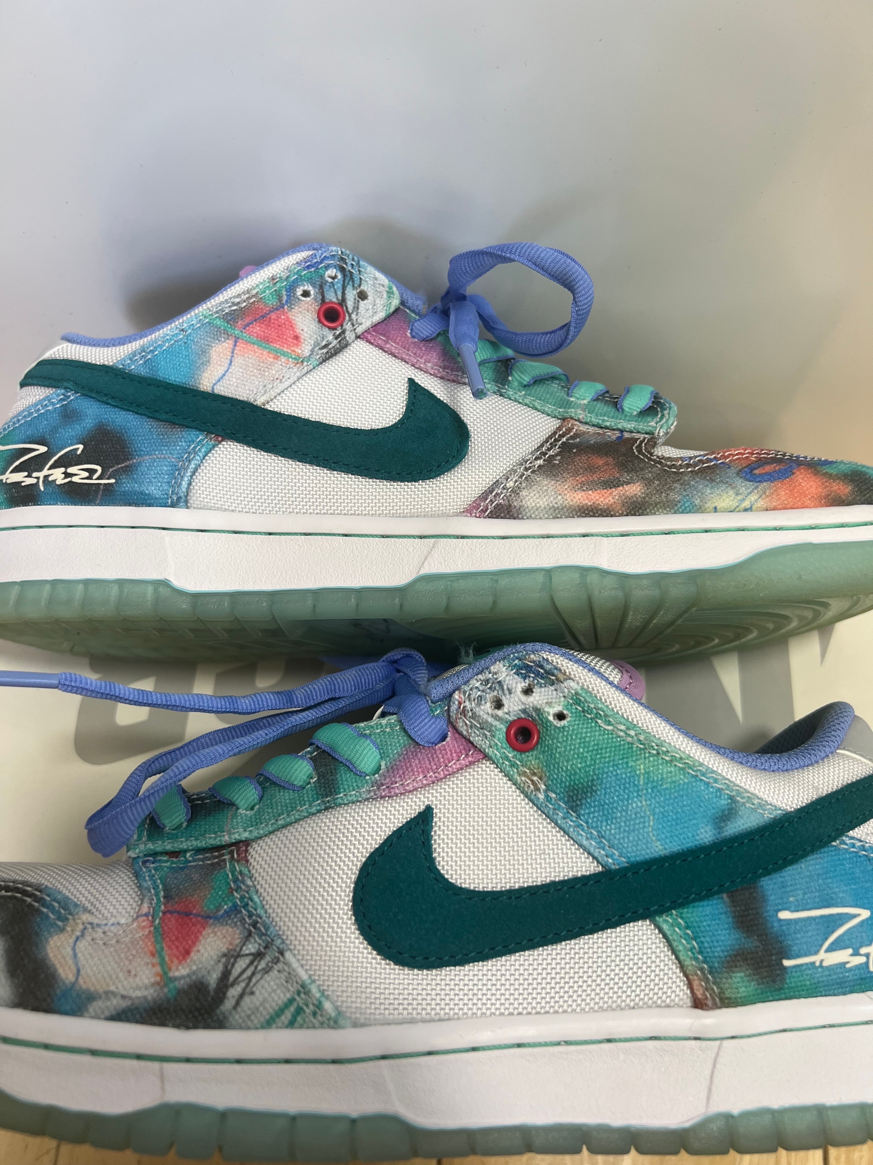 Futura × Nike SB Dunk Low "White and Geode Teal"