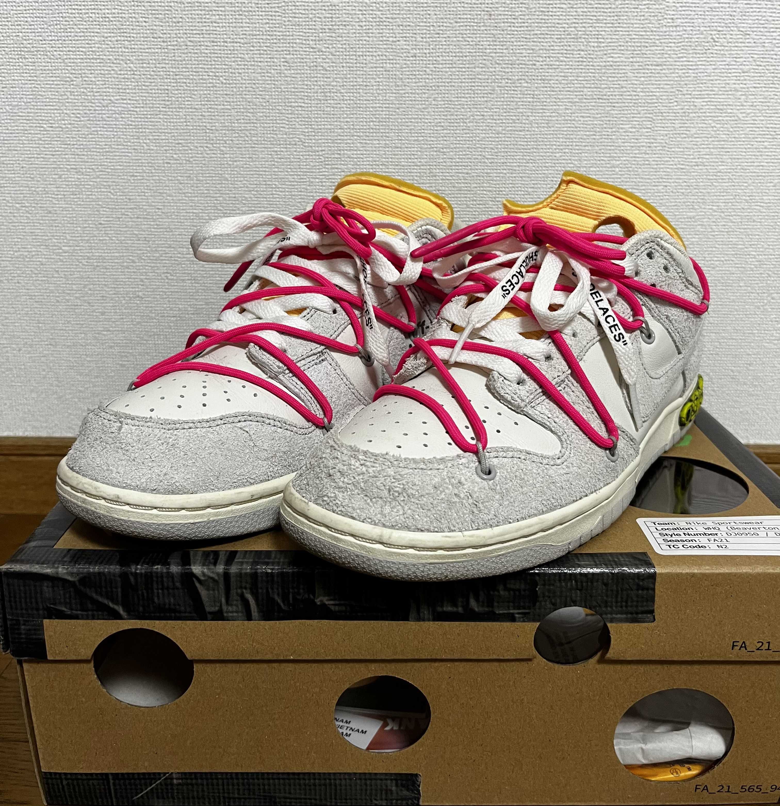 Off-White × Nike Dunk Low "Sail/Neutral Gray/Hyper Pink"