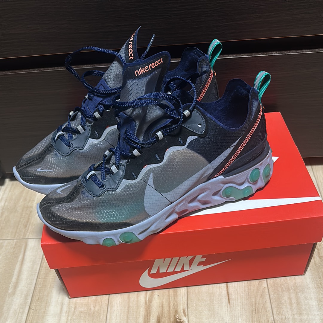 ナイキ リアクト エレメント87 "ブラックネイビー ネプチューングリーン"