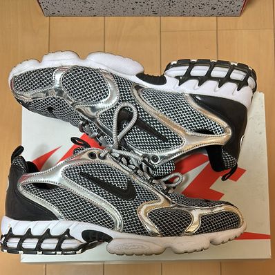 STUSSY × NIKE AIR ZOOM SPIRIDON CAGED "PURE PLATINUM/BLACK-WHITE"