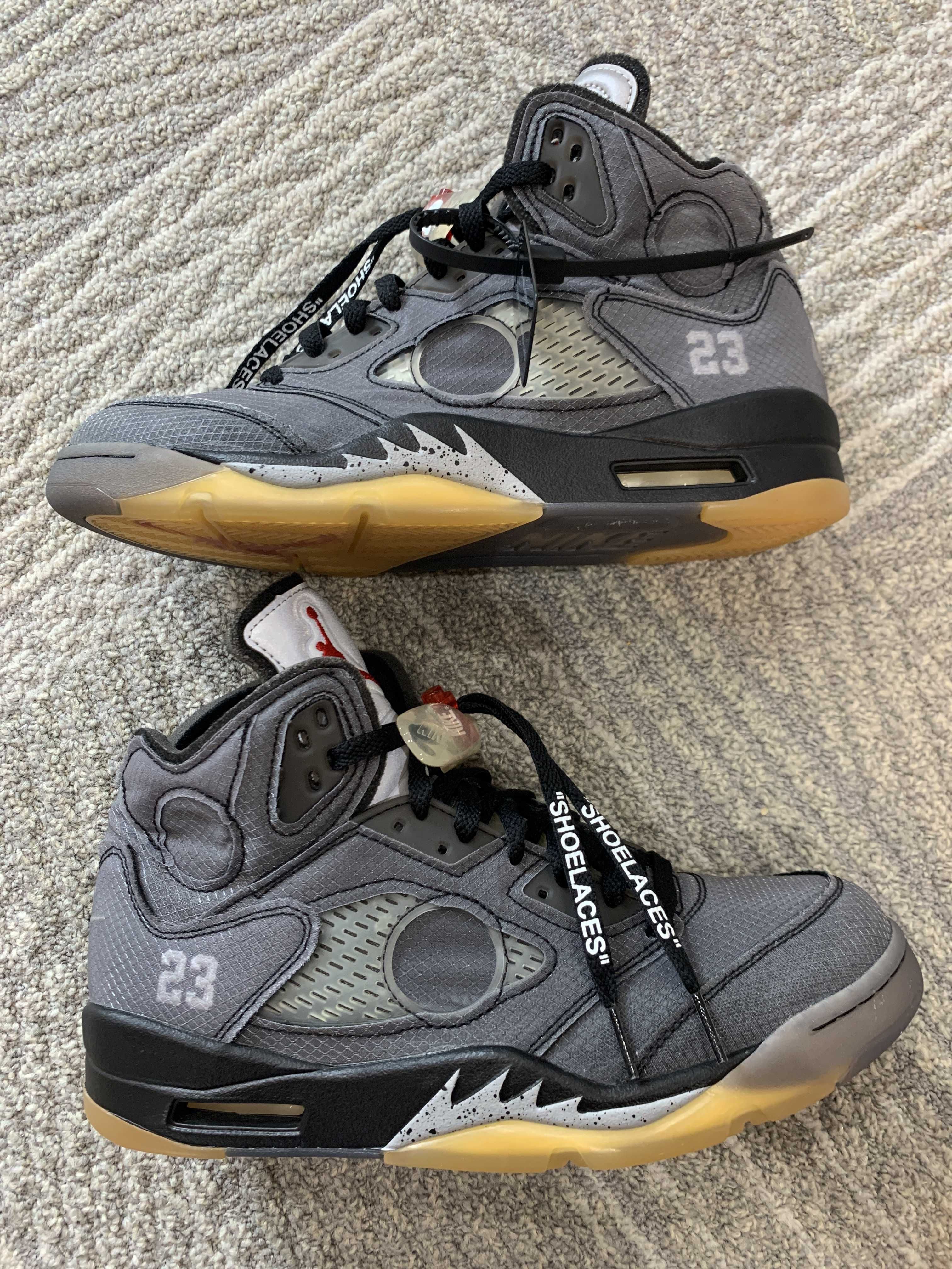 Off-White × Nike Air Jordan 5 "Black/Muslin/Fire Red"