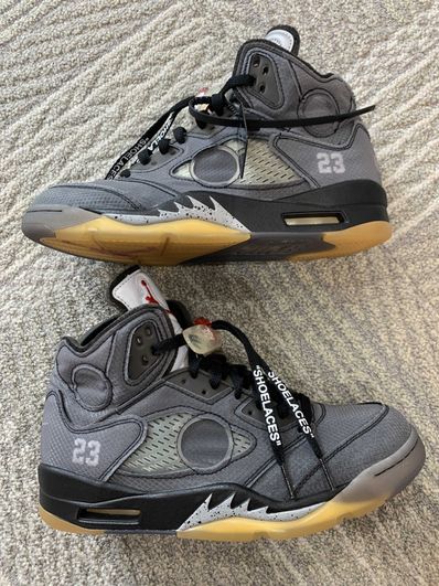 Off-White × Nike Air Jordan 5 "Black/Muslin/Fire Red"