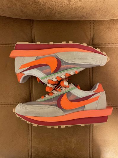 CLOT × Sacai × Nike LD Waffle "Orange Blaze"