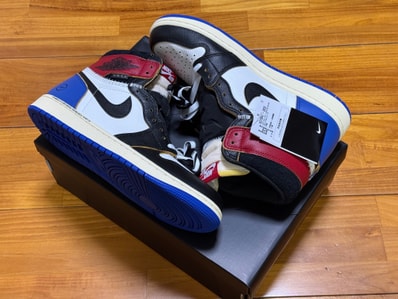 fragment design × UNION × Nike Air Jordan 1 High OG "Black/Varsity Red"