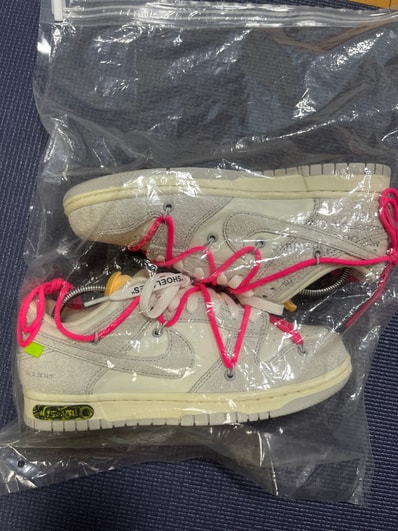 Off-White × Nike Dunk Low "Sail/Neutral Gray/Hyper Pink"