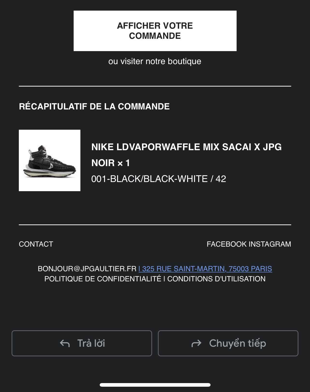 Jean-Paul Gaultier × sacai × Nike Vapor Waffle "Black/Black-White"