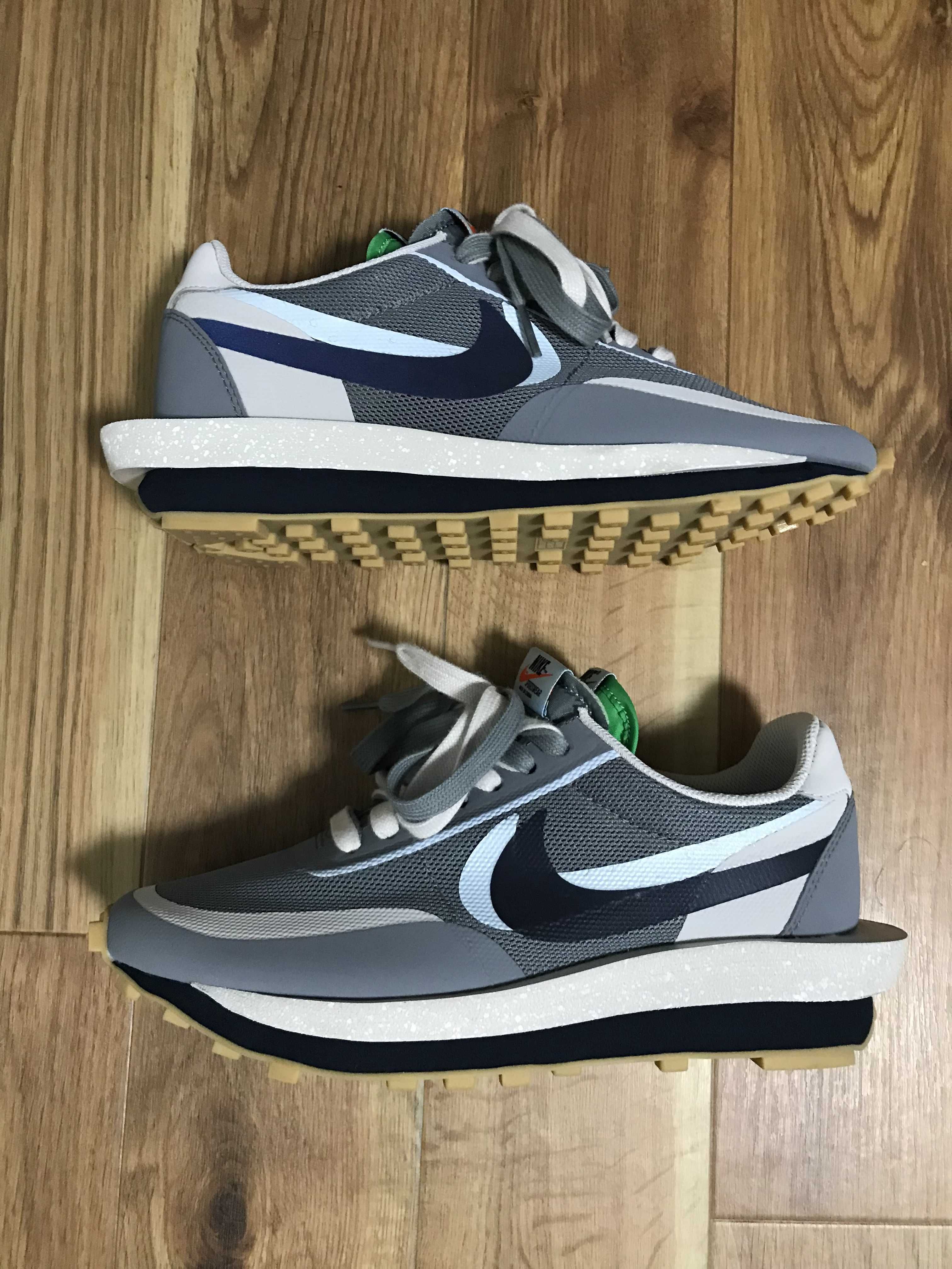CLOT × Sacai × Nike LD Waffle "Grey Obsidian/Cool Grey"