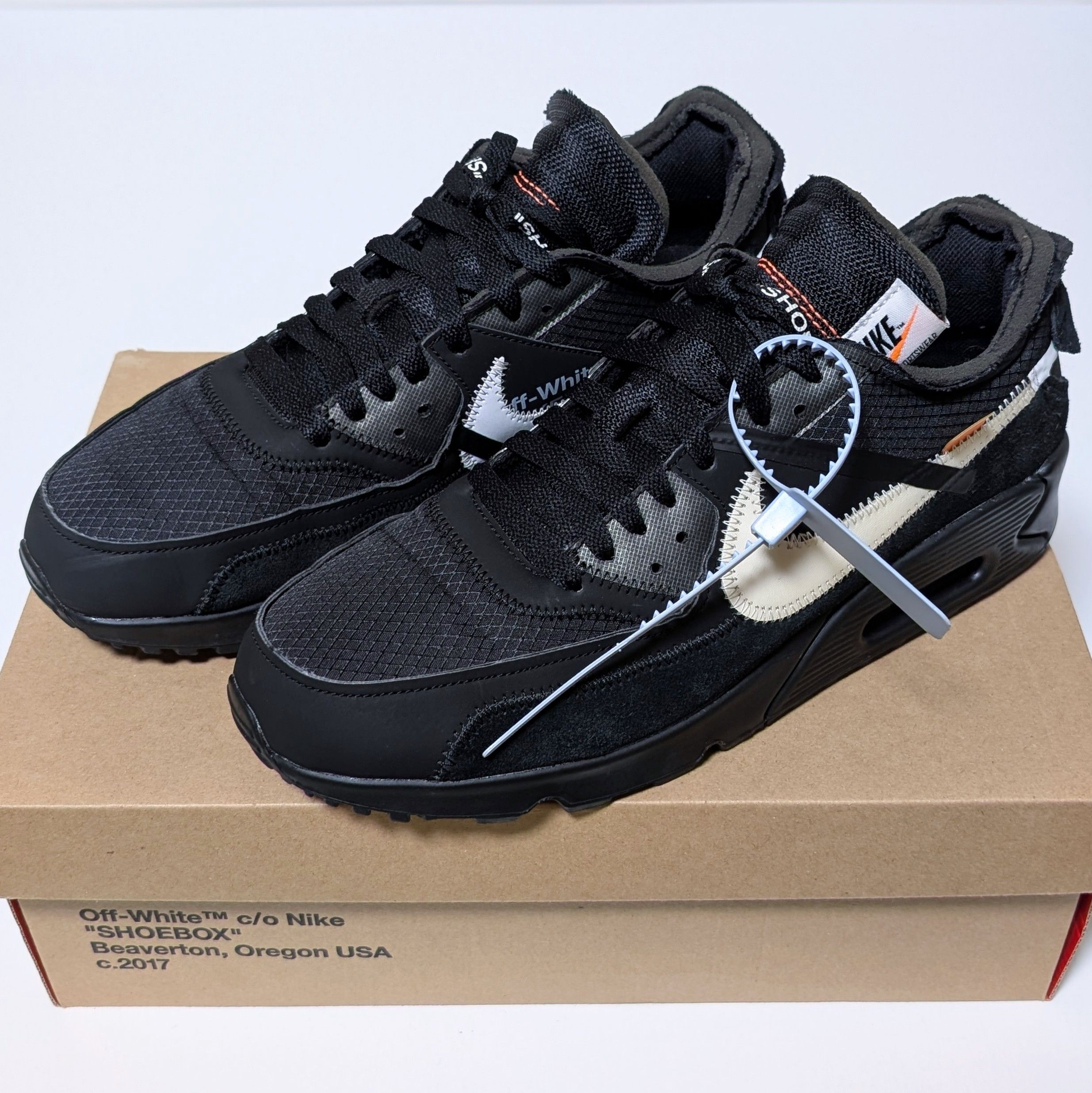 Off-White × Nike Air Max 90 "Black/Black-Cone-White"