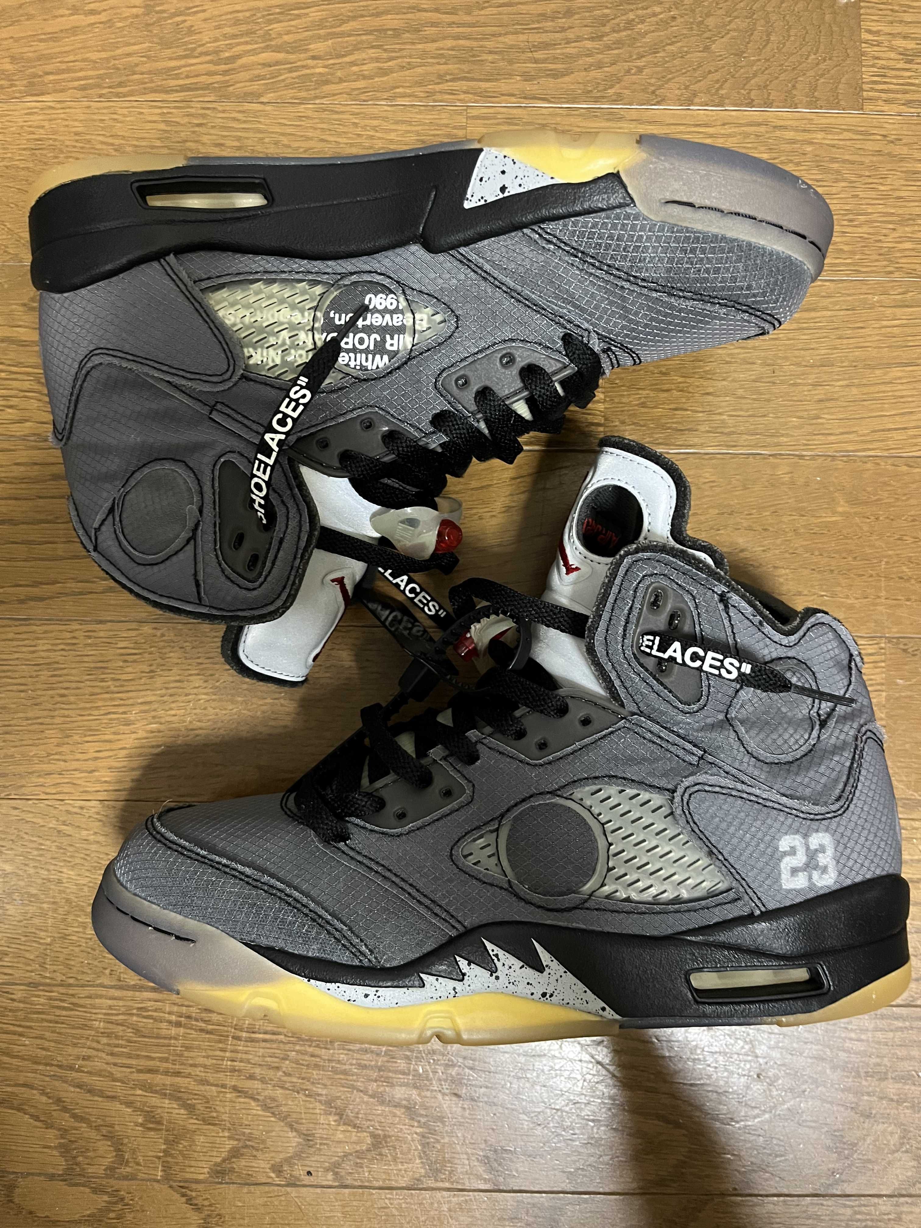 Off-White × Nike Air Jordan 5 "Black/Muslin/Fire Red"