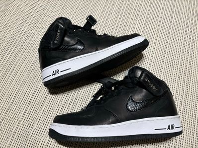 Stussy × Nike Air Force 1 Mid "Black/Black"