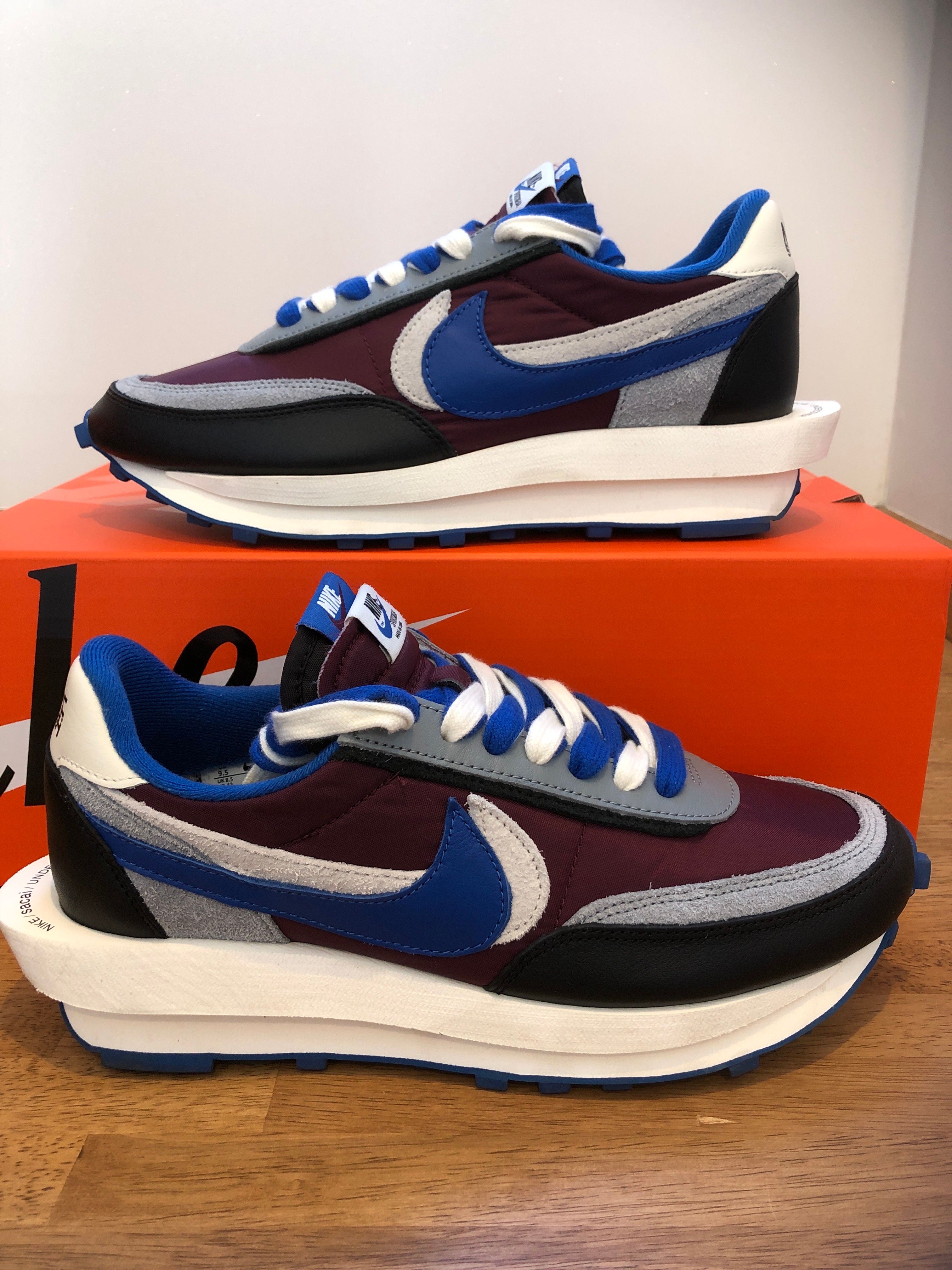 UNDERCOVER × sacai × Nike LD Waffle "Night Maroon/Pale Ivory-Ground Grey-Team Royal"