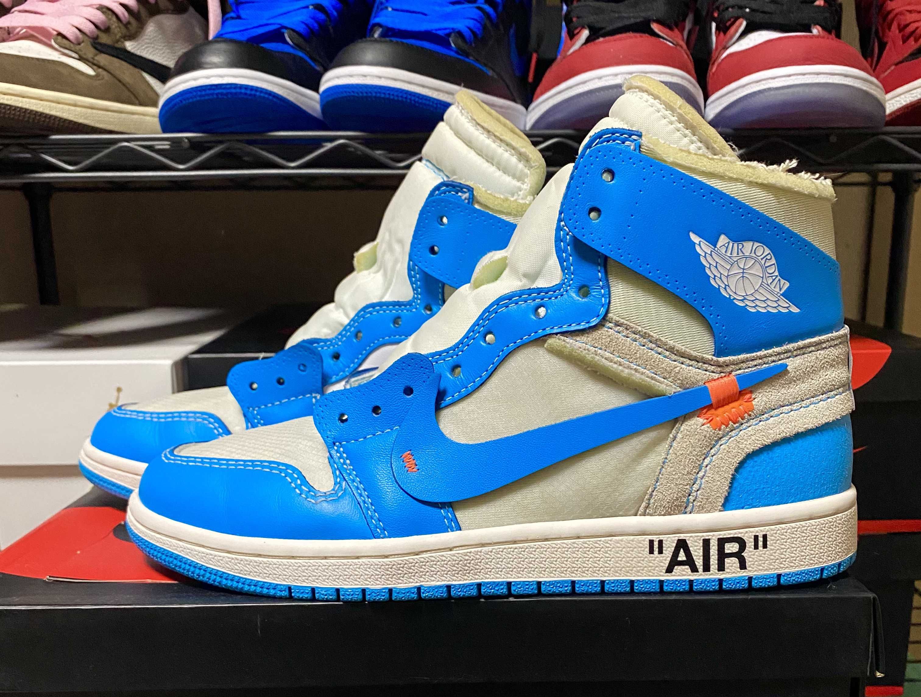 Off-White × Nike Air Jordan 1 High UNC "White/Dark Powder Blue"