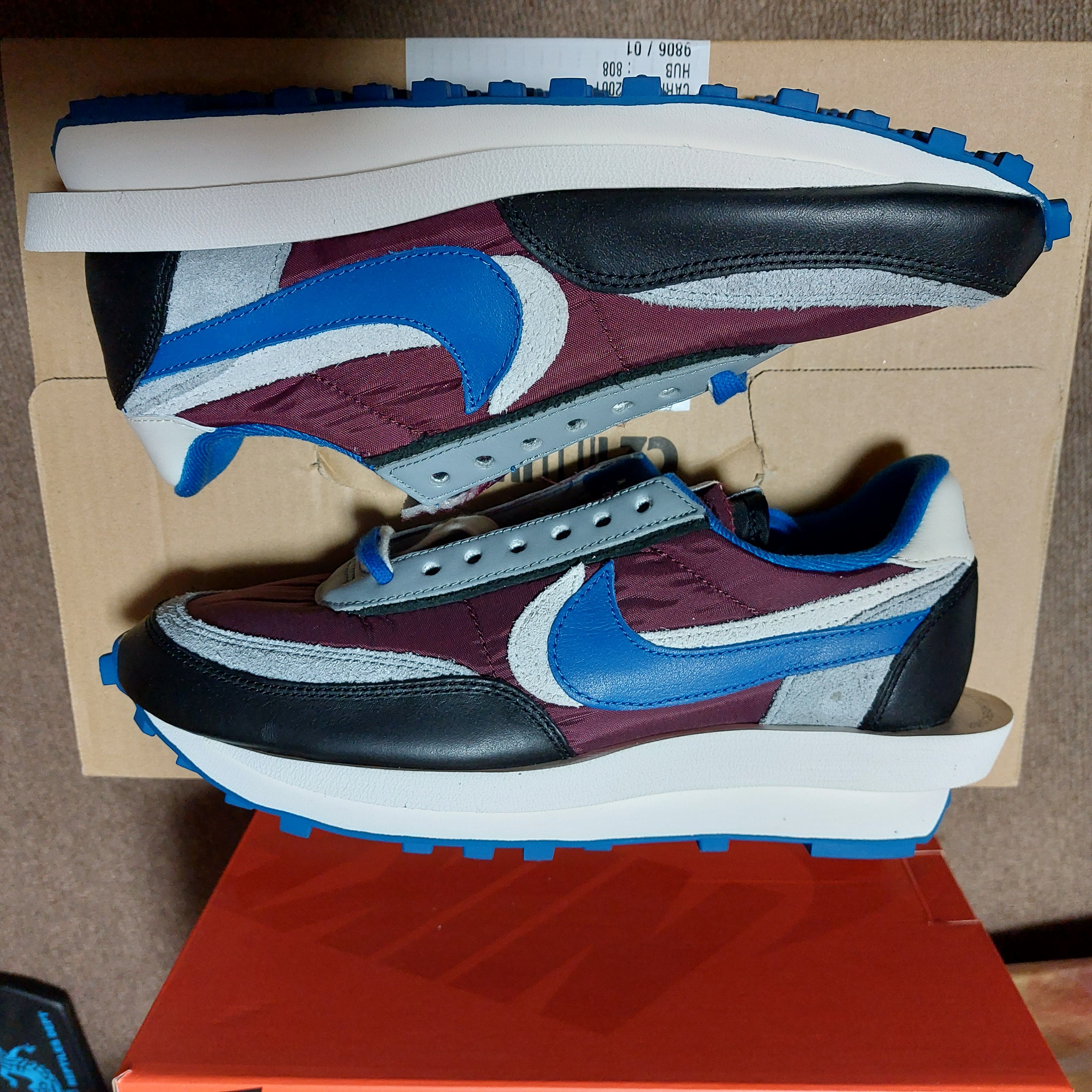 UNDERCOVER × sacai × Nike LD Waffle "Night Maroon/Pale Ivory-Ground Grey-Team Royal"