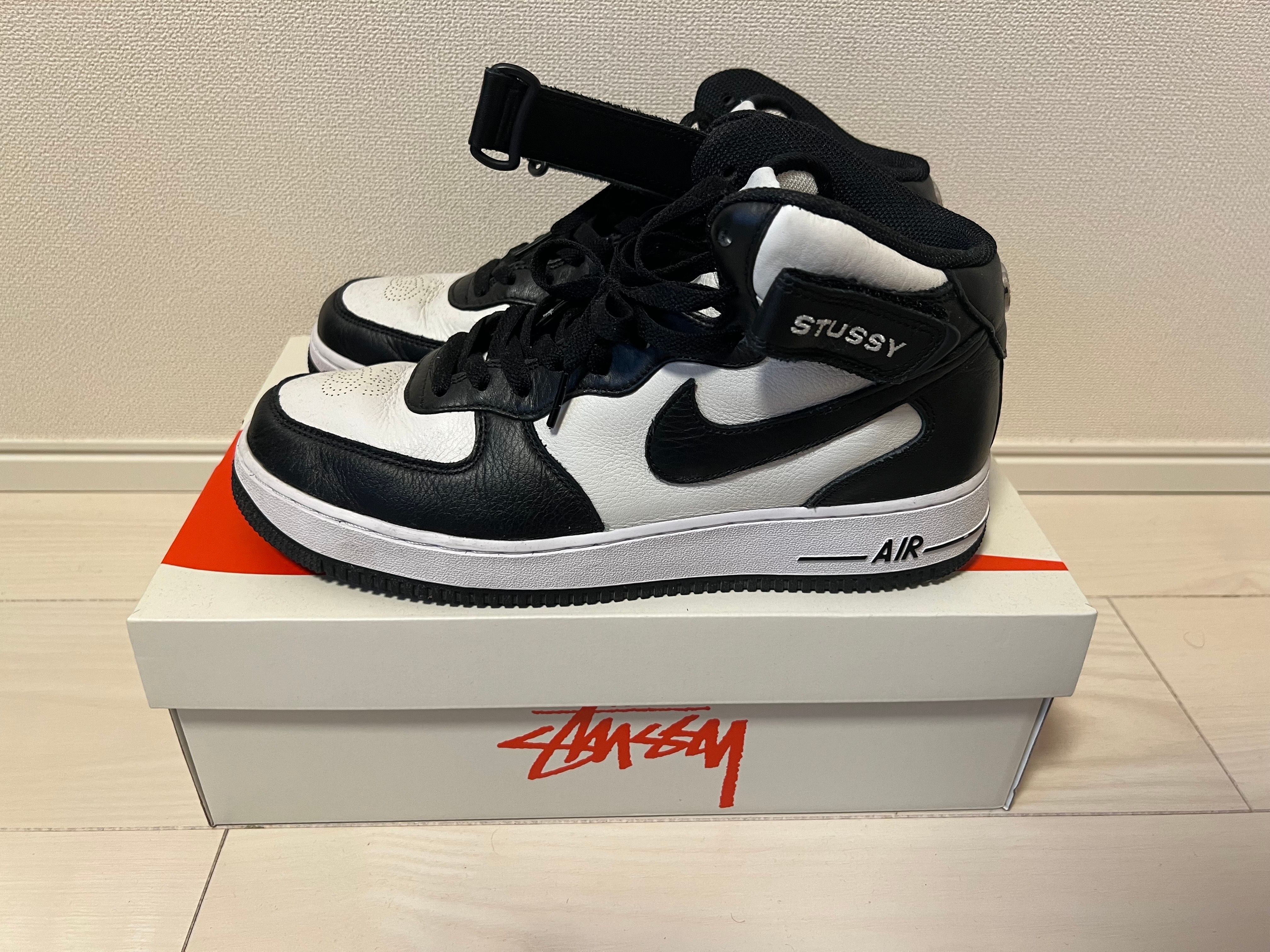 Stussy × Nike Air Force 1 Mid "Black and Light Bone"