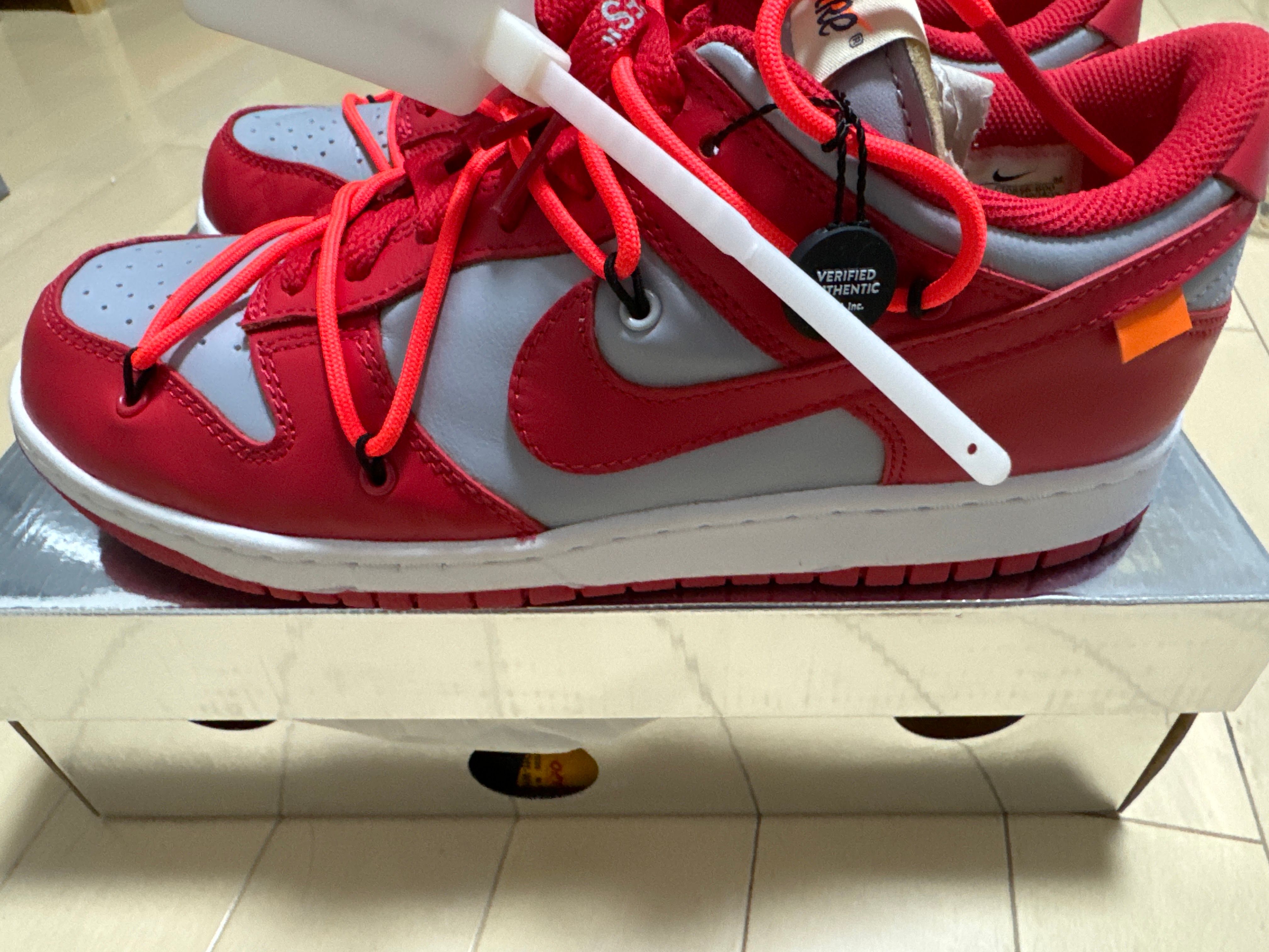 Off-White × Nike Dunk Low "University Red/Wolf Grey"