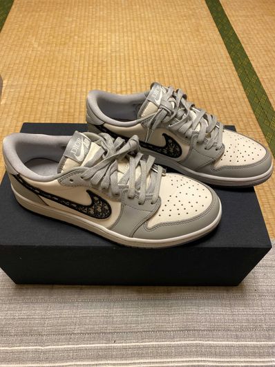 Dior × Nike Air Jordan 1 Low OG "Wolf Grey/Black-Sail-White"