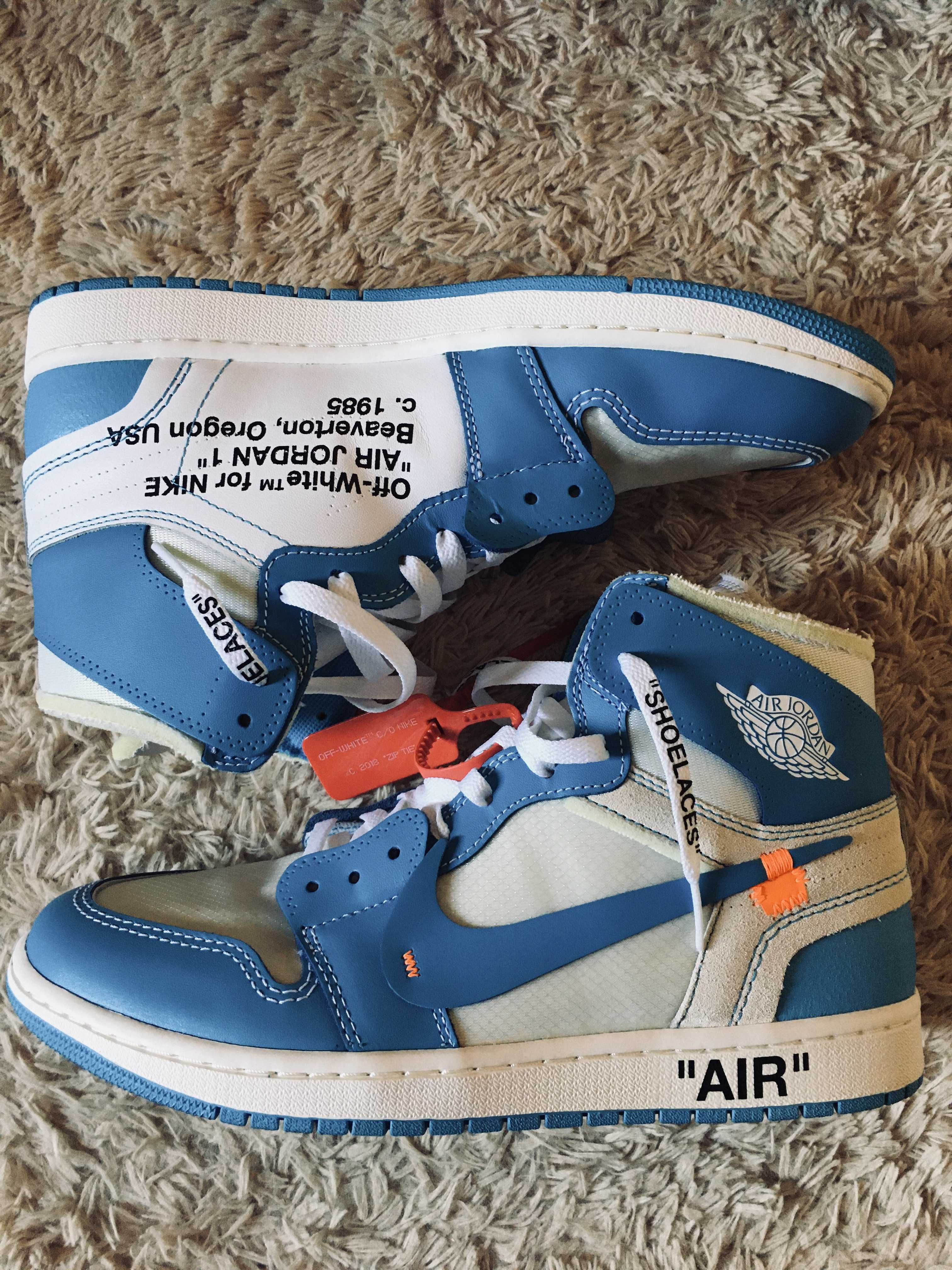 Off-White × Nike Air Jordan 1 High UNC "White/Dark Powder Blue"