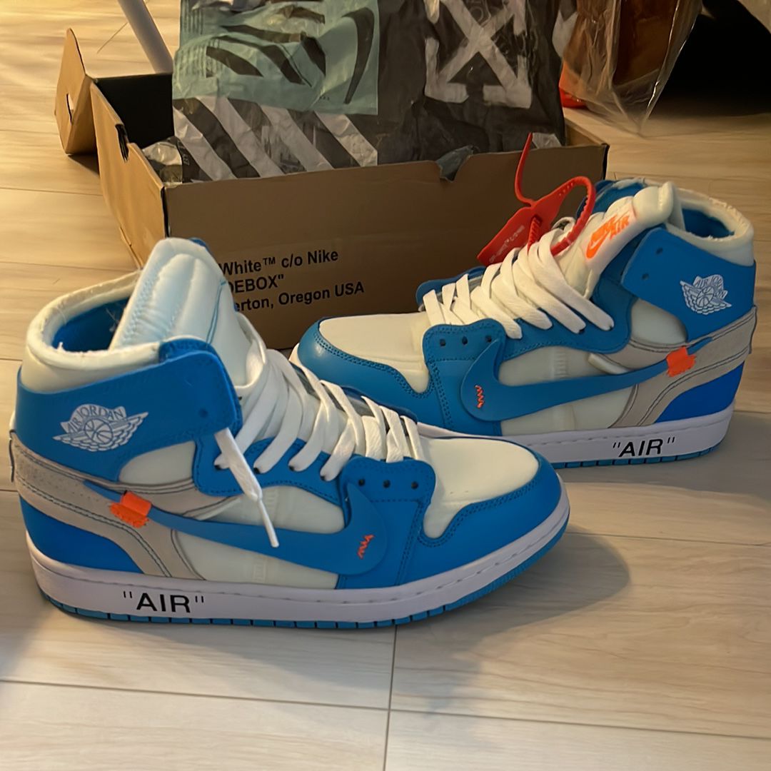 Off-White × Nike Air Jordan 1 High UNC "White/Dark Powder Blue"