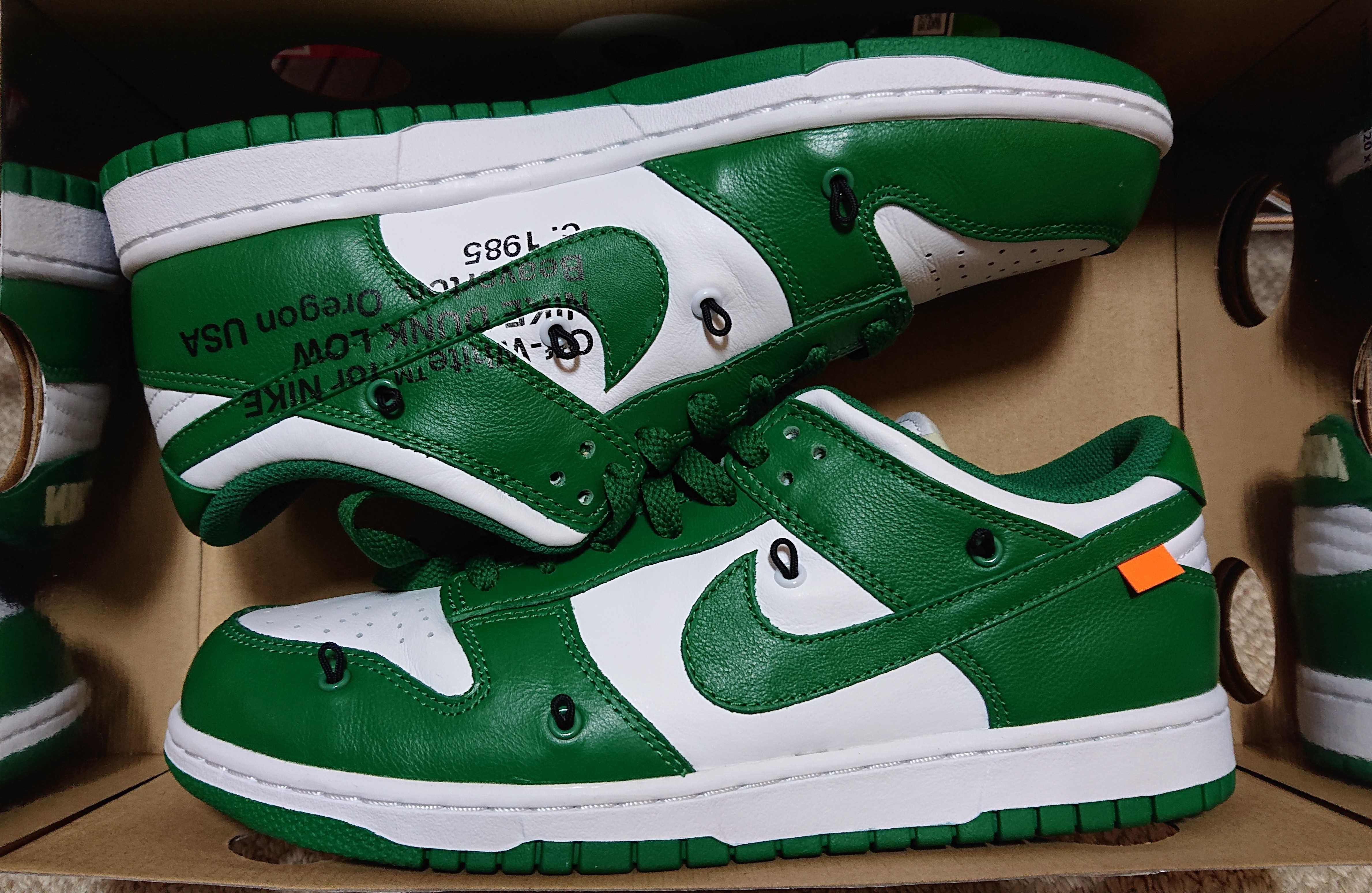 Off-White × Nike Dunk Low "White/Pine Green"