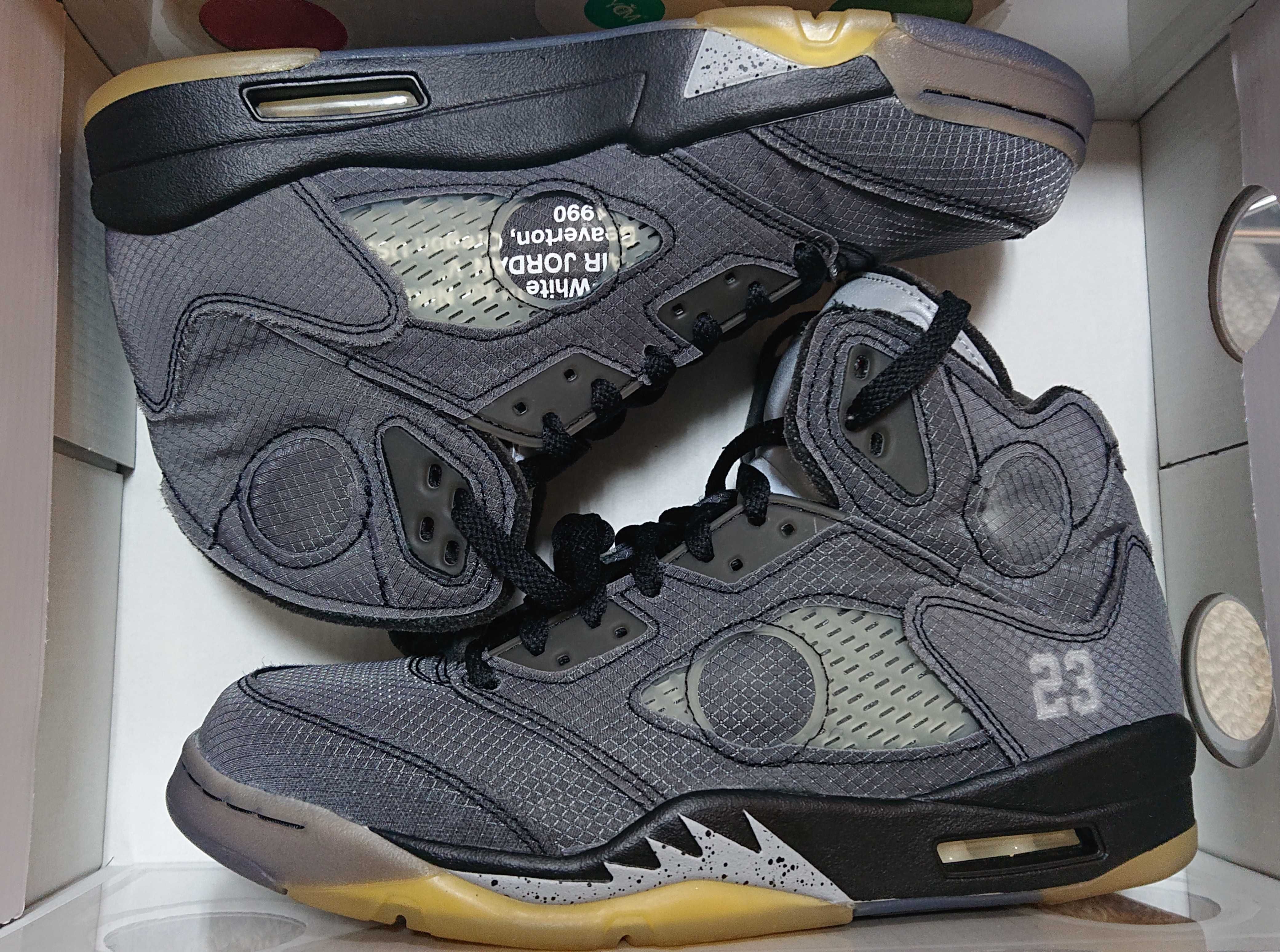 Off-White × Nike Air Jordan 5 "Black/Muslin/Fire Red"