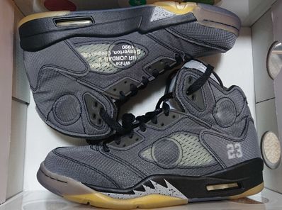 Off-White × Nike Air Jordan 5 "Black/Muslin/Fire Red"