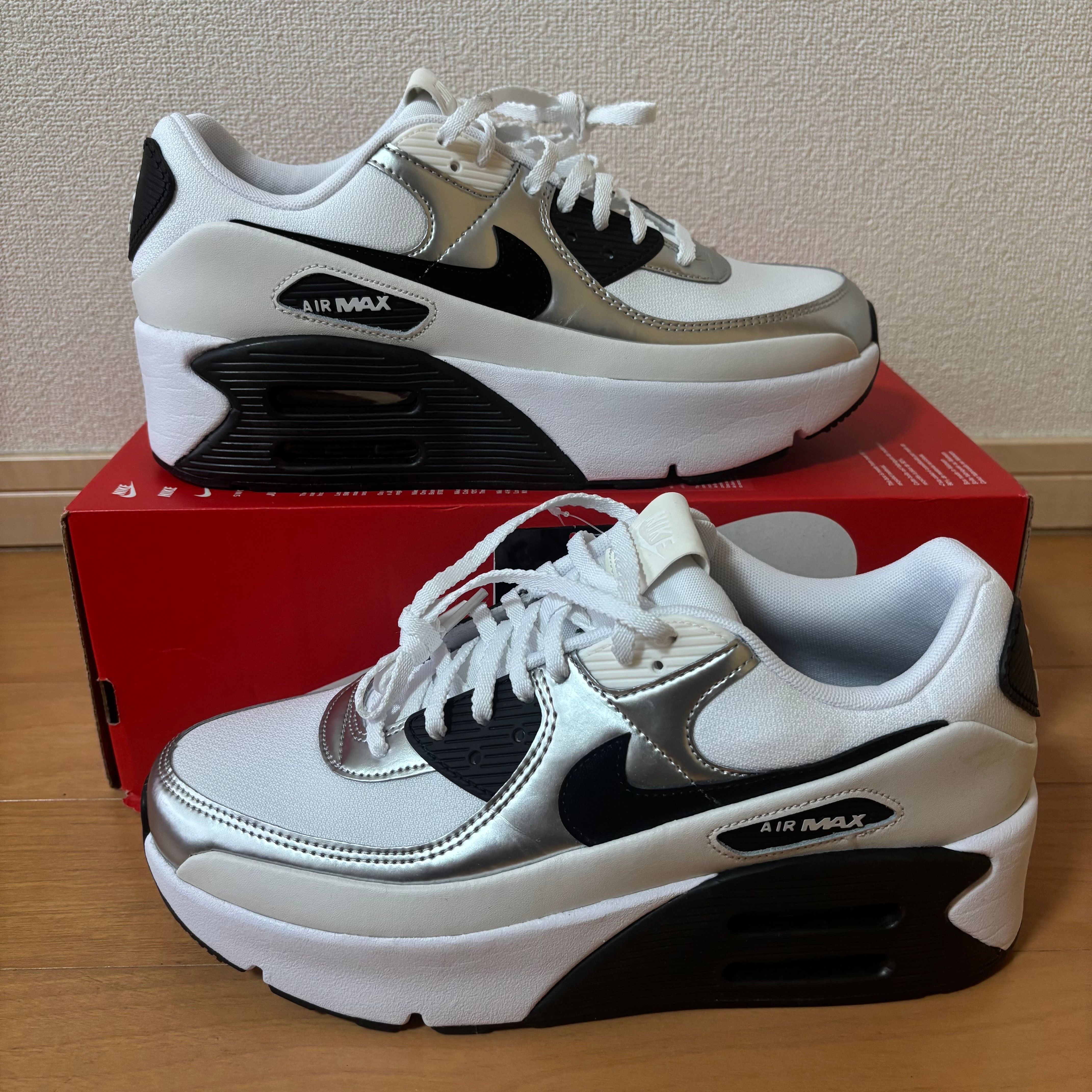 Nike Women's Air Max 90 LV8 "White/Phantom/Metallic Silver/Black"