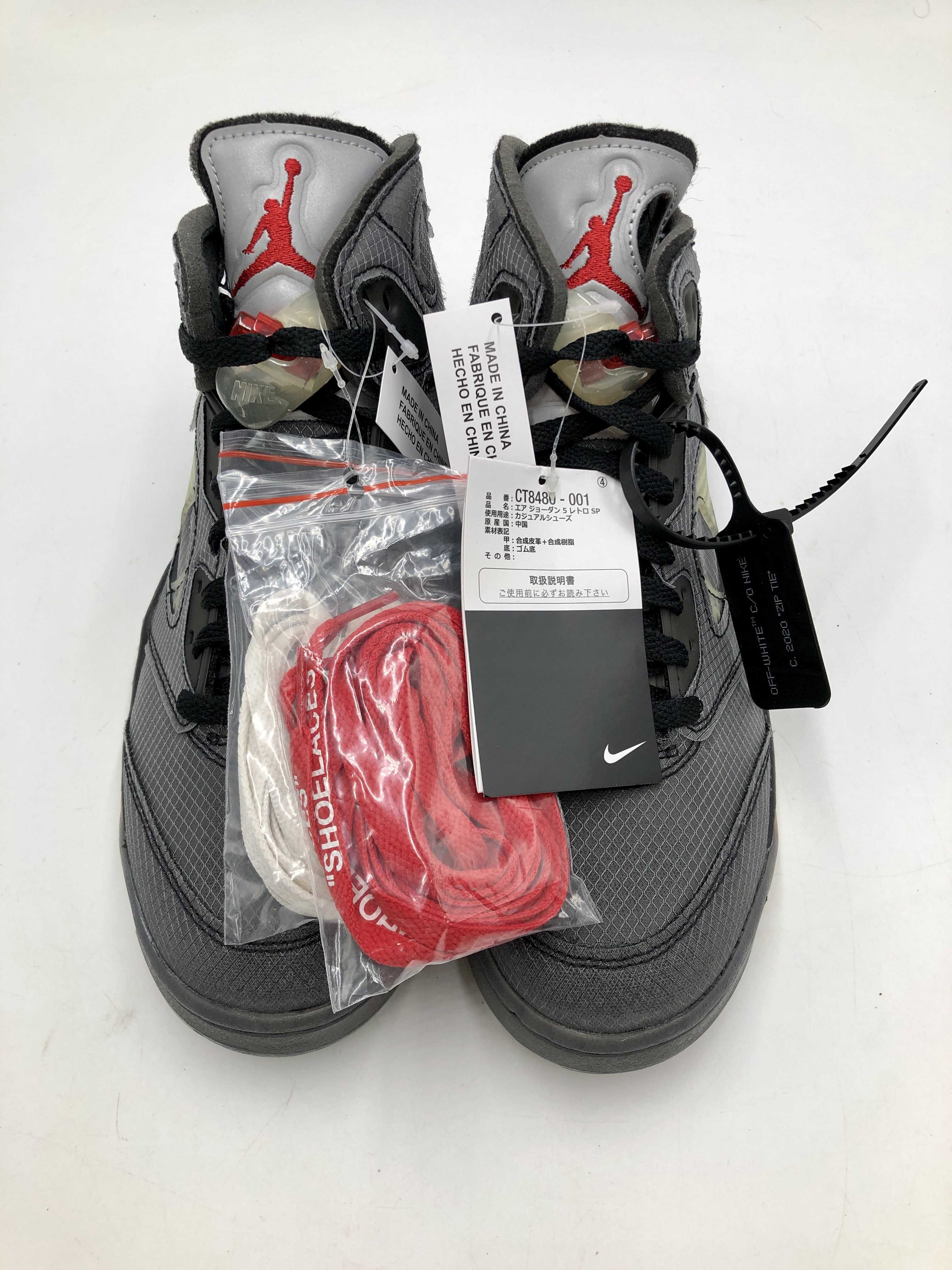 Off-White × Nike Air Jordan 5 "Black/Muslin/Fire Red"