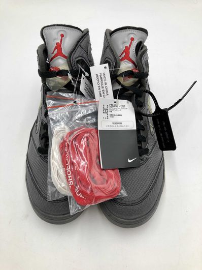 Off-White × Nike Air Jordan 5 "Black/Muslin/Fire Red"