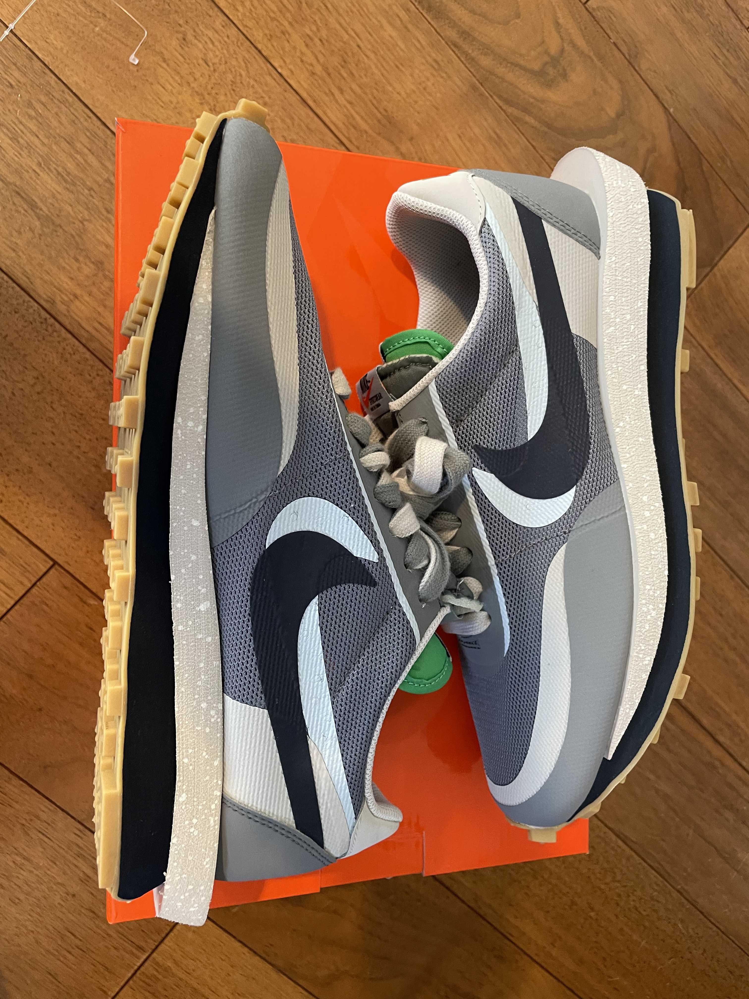 CLOT × Sacai × Nike LD Waffle "Grey Obsidian/Cool Grey"