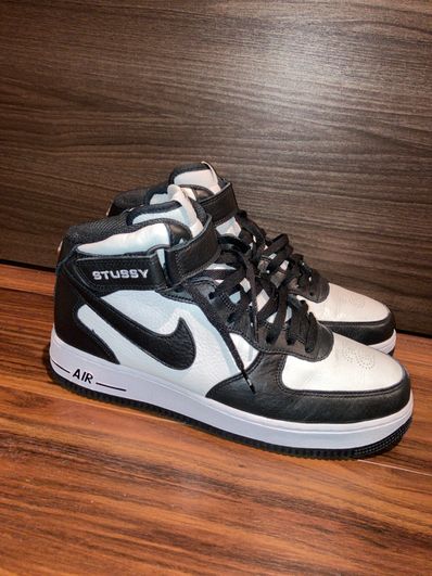 Stussy × Nike Air Force 1 Mid "Black and Light Bone"