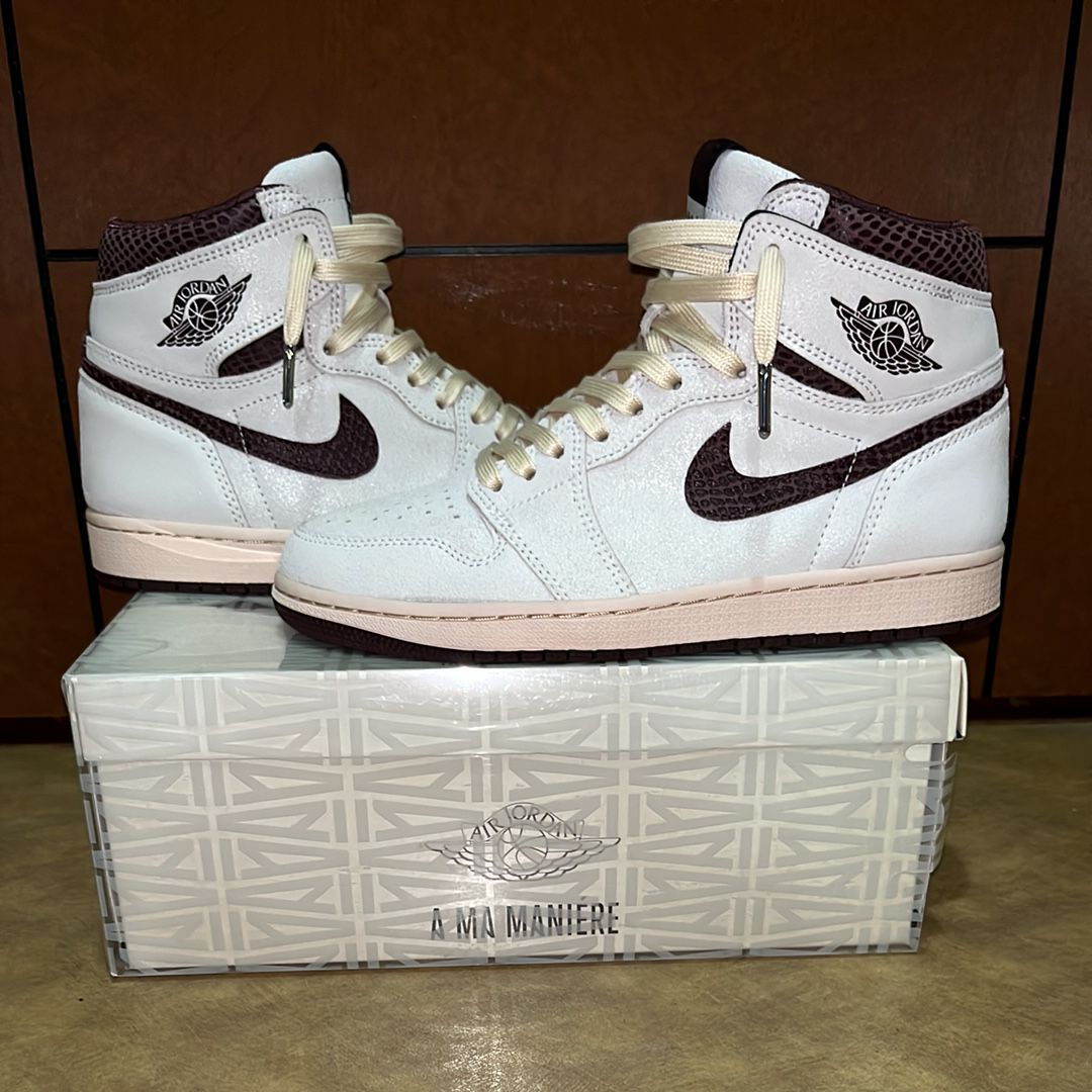 A Ma Maniere × Nike Air Jordan 1 Retro High OG "Sail and Burgundy"
