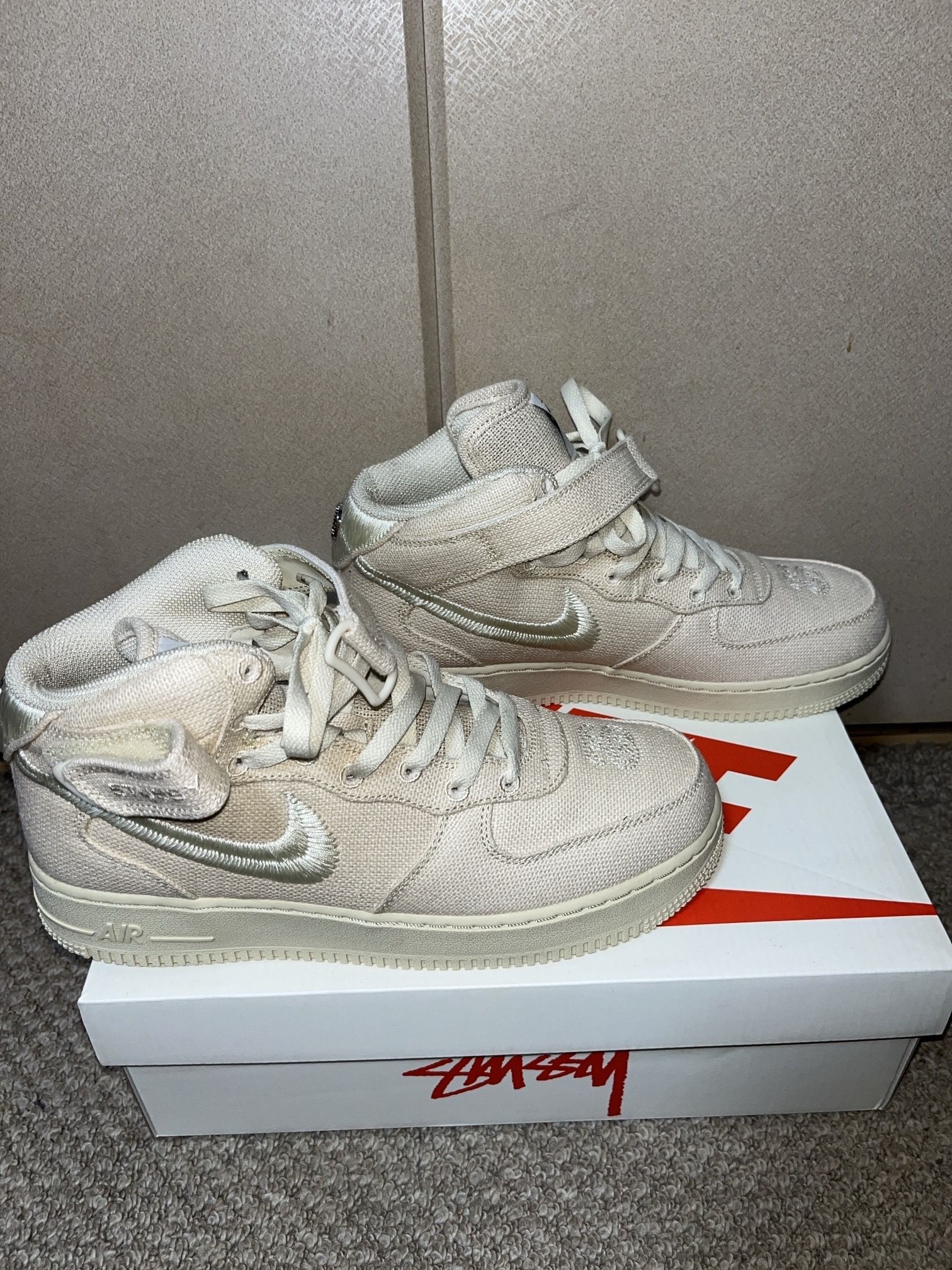 Stussy × Nike Air Force 1 Mid "Fossil Stone"