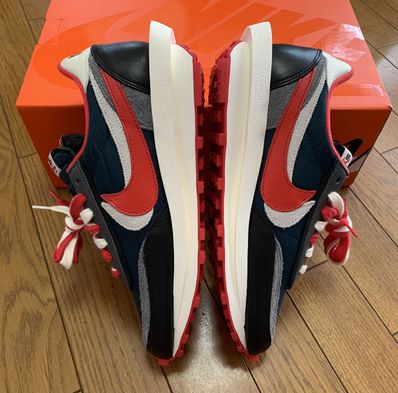 UNDERCOVER × sacai × Nike LD Waffle "Midnight Spruce/Pale Ivory-Dark Grey-University Red"