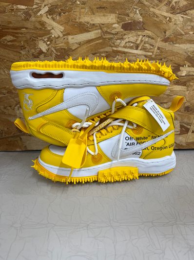 Off-White × Nike Air Force 1 Mid SP LTHR "White and Varsity Maize"