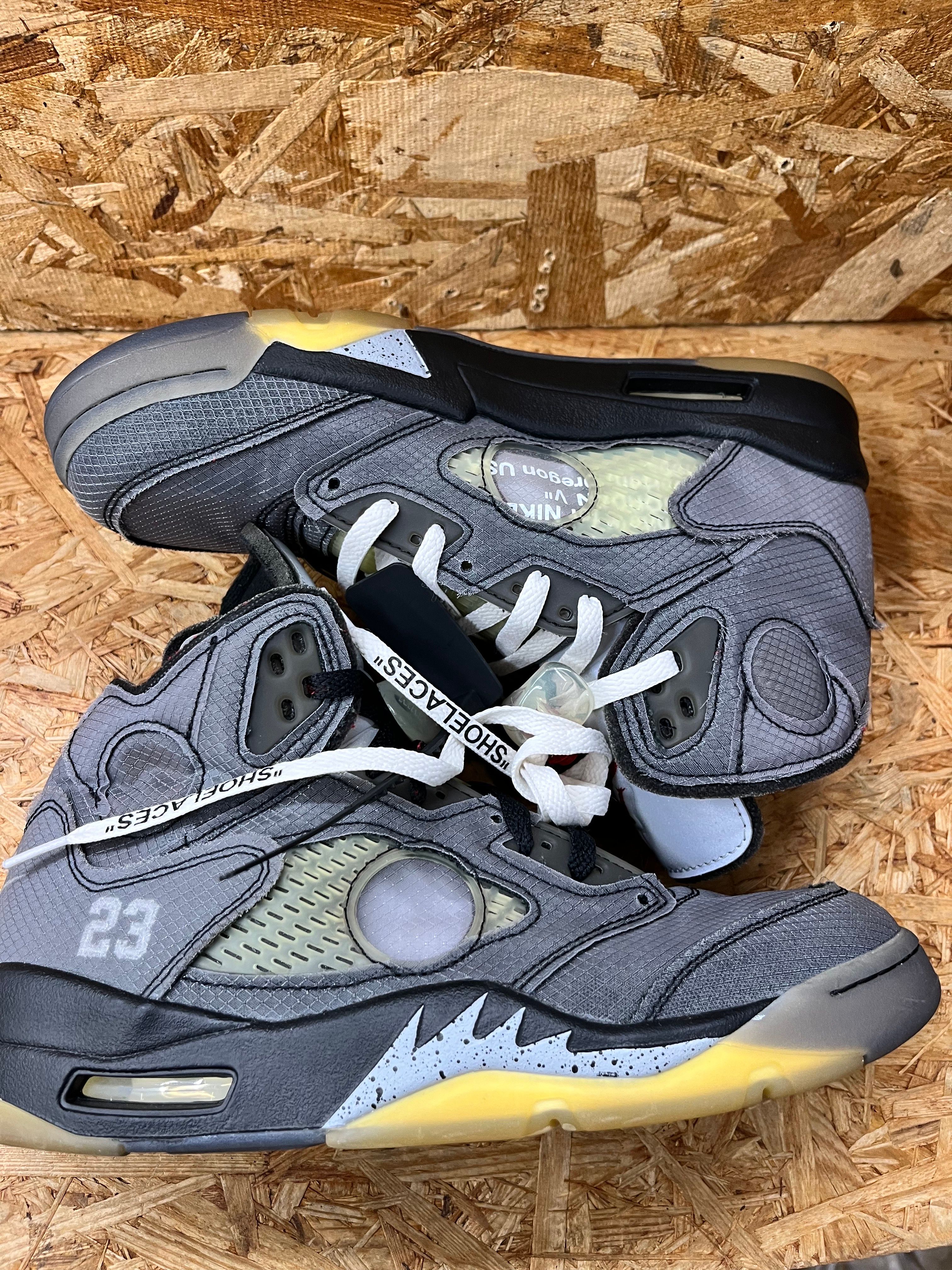 Off-White × Nike Air Jordan 5 "Black/Muslin/Fire Red"