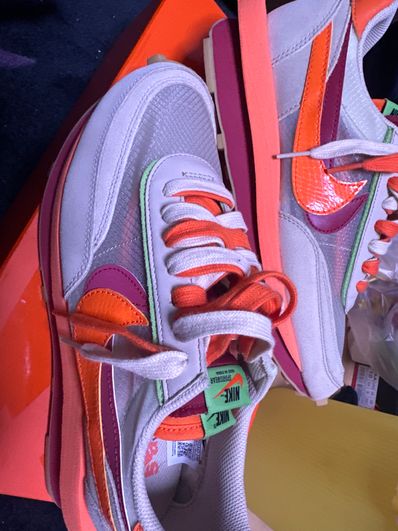 CLOT × Sacai × Nike LD Waffle "Orange Blaze"
