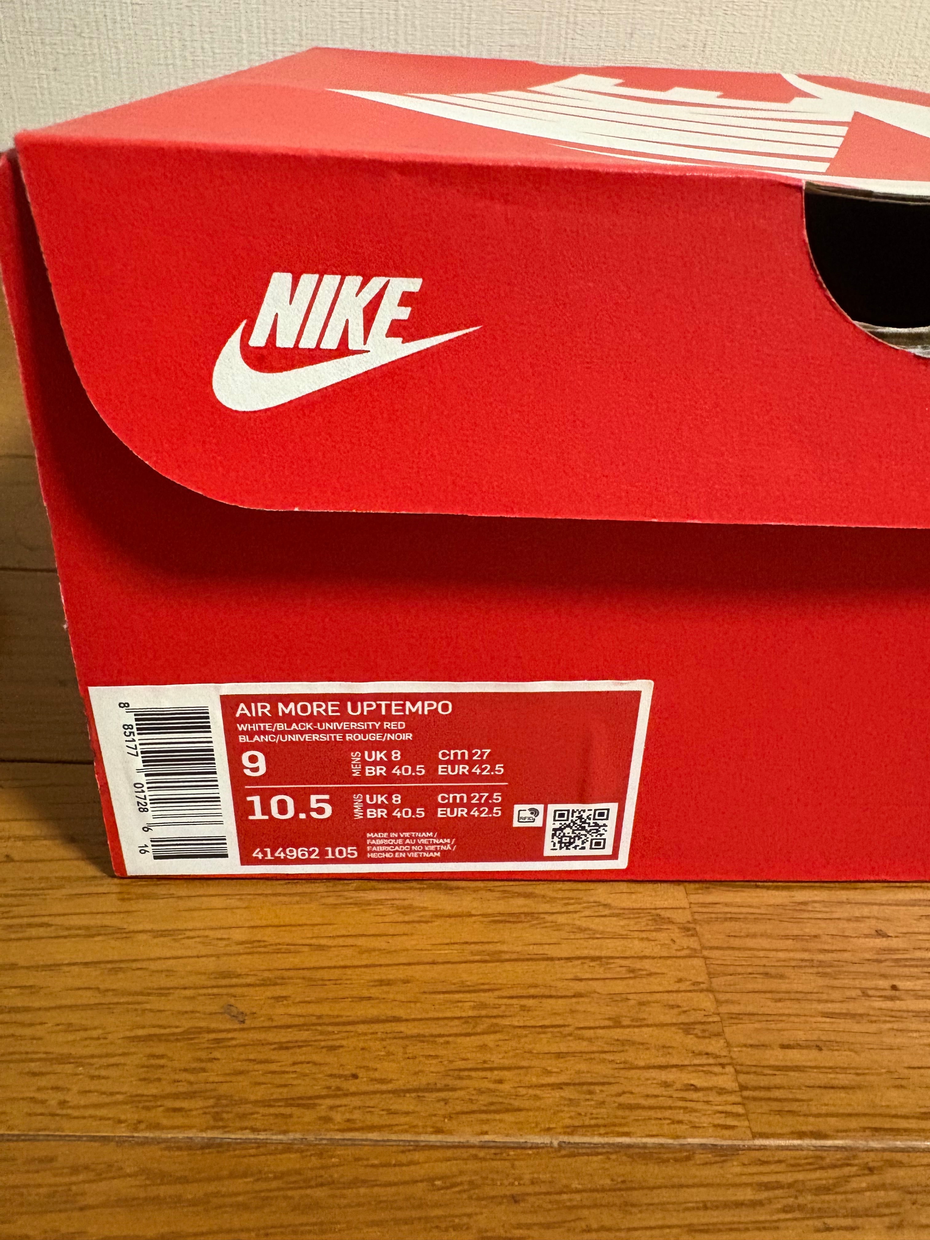 NIKE AIR MORE UPTEMPO "WHITE/BLACK/UNIVERSITY RED"(2020)