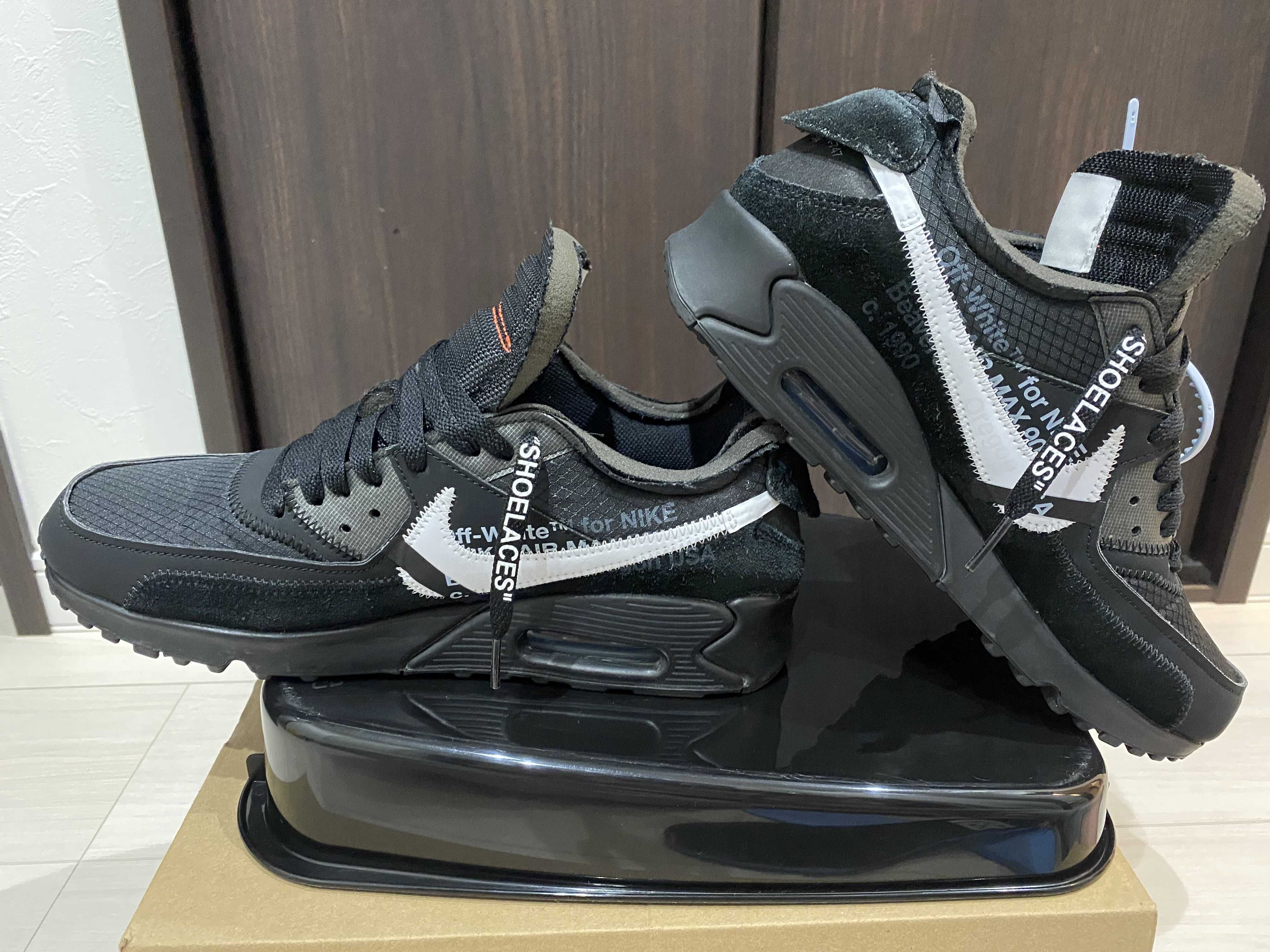 Off-White × Nike Air Max 90 "Black/Black-Cone-White"
