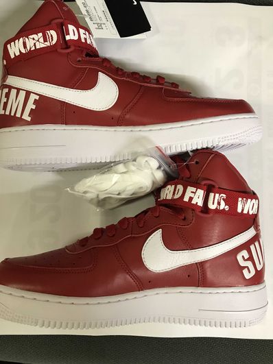 Supreme × Nike Air Force 1 High World Famous "Red"
