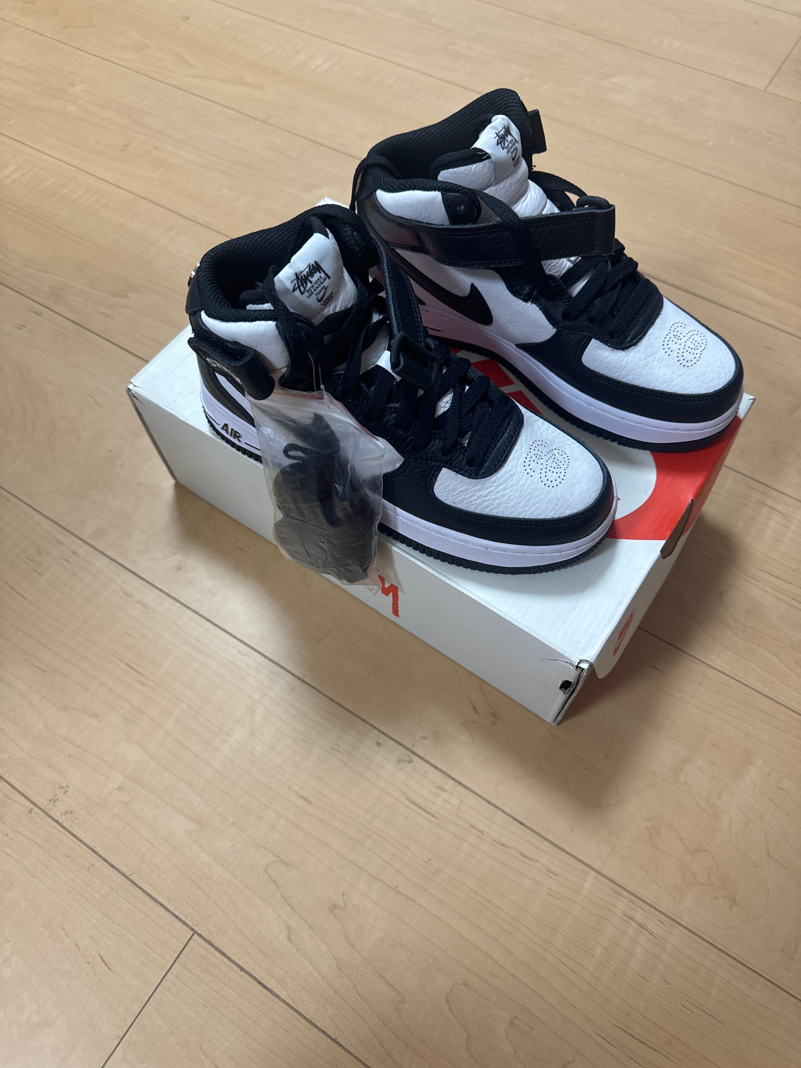 Stussy × Nike Air Force 1 Mid "Black and Light Bone"