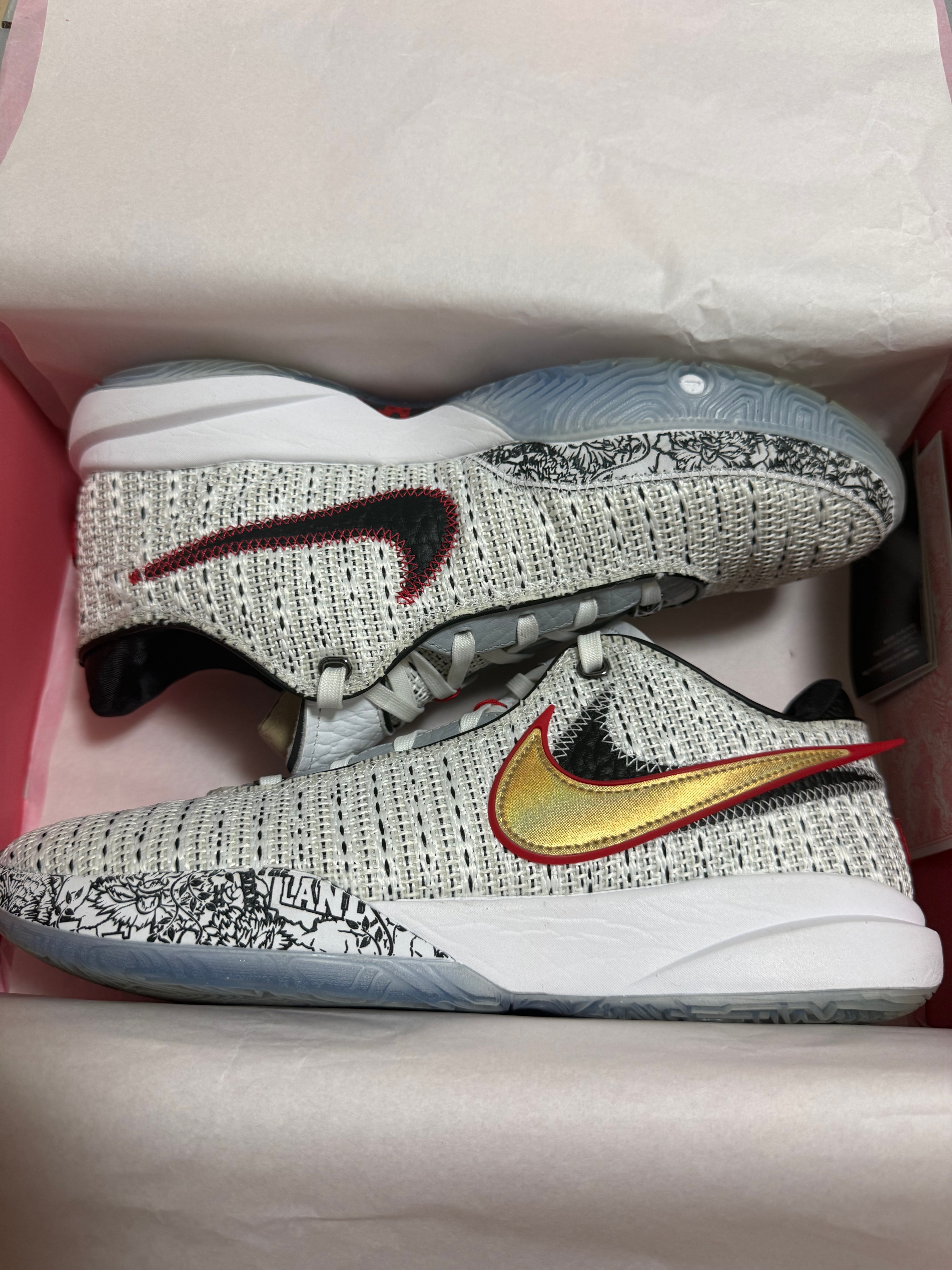 Nike Lebron 20 "White/Black/University Red/metallic Gold"