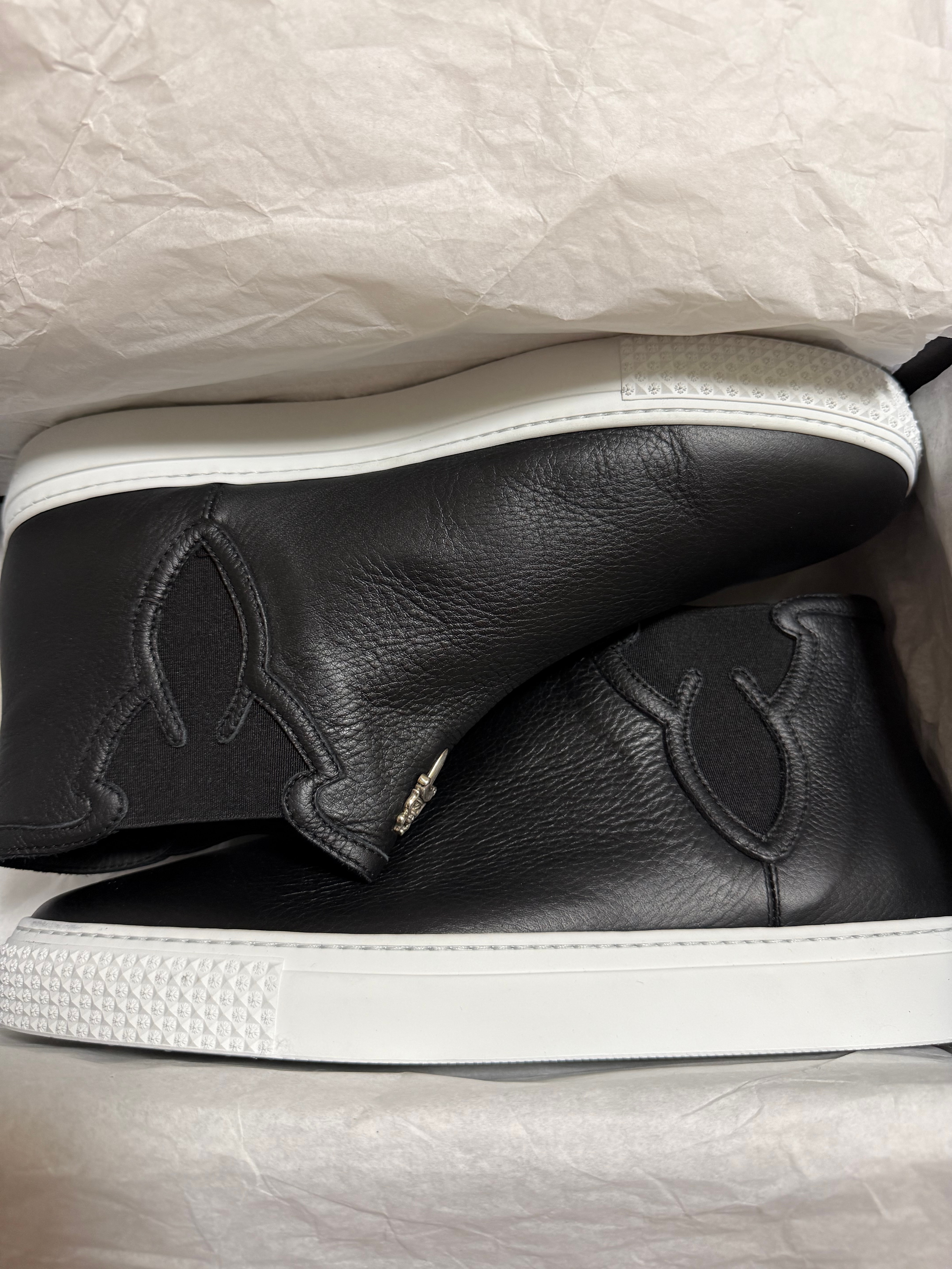 Chrome Hearts Mid Top Side Gore Leather Sneaker "Black/White"
